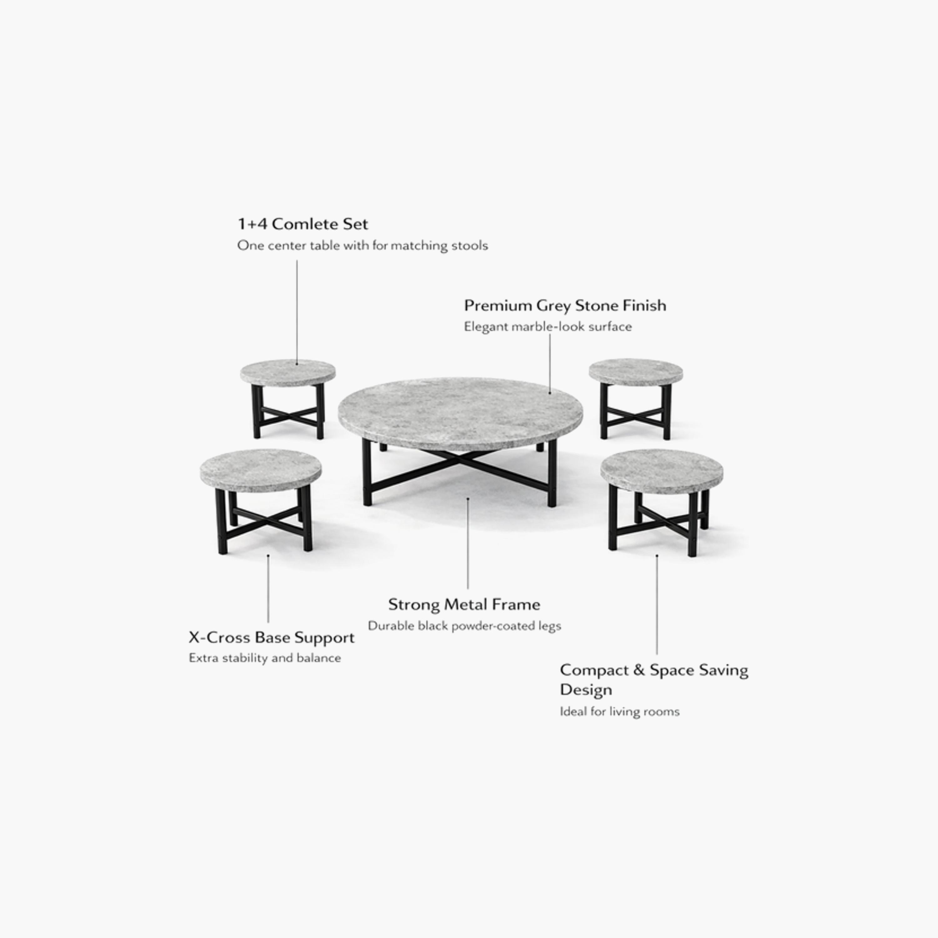 Maria Homes Marble Centre & Side Table - Set of 5-furniture-livingroom-coffeetables-image-4