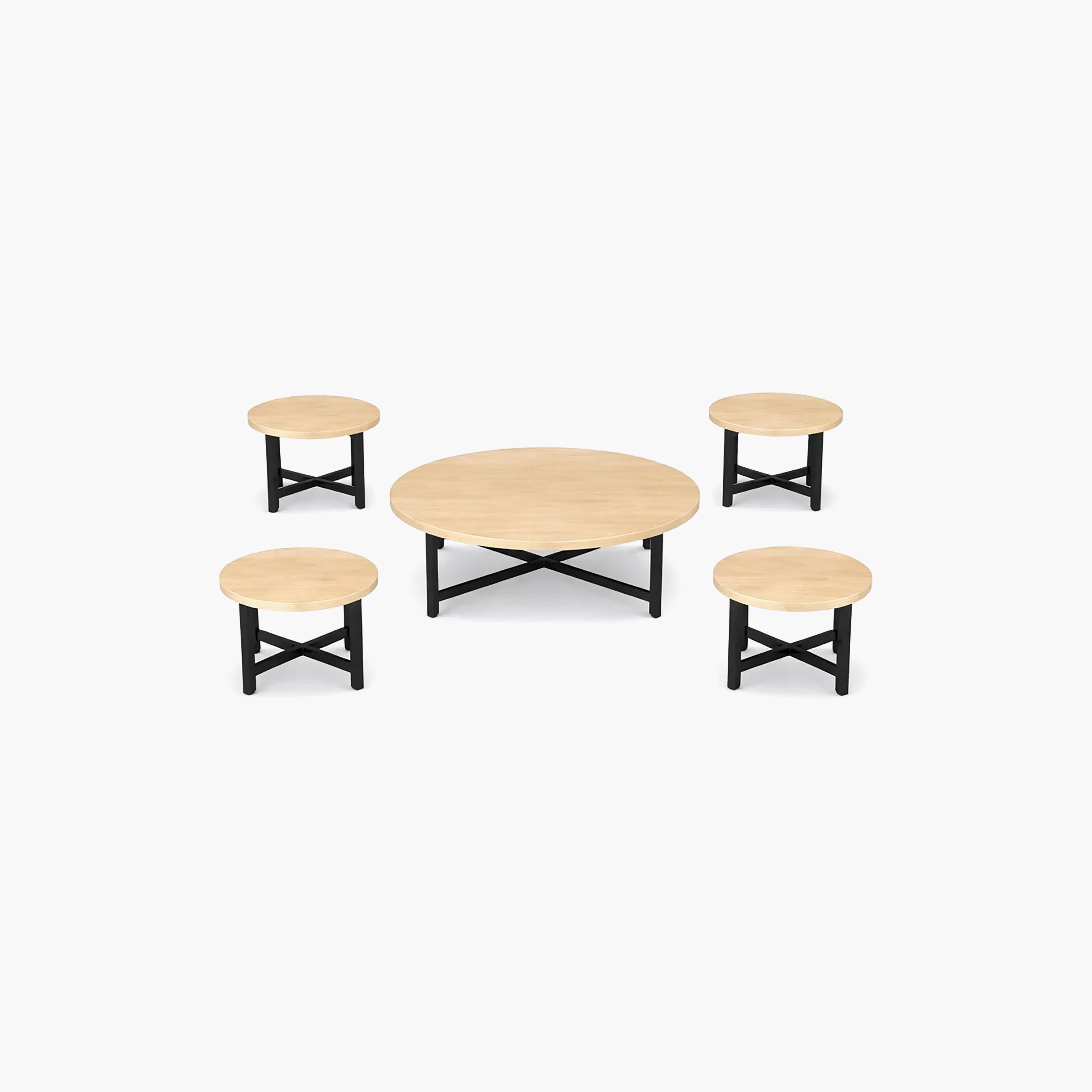 طقم طاولات وسط وجانبية خشبية من ماريا هومز - 5 قطع-furniture-livingroom-coffeetables-image-3