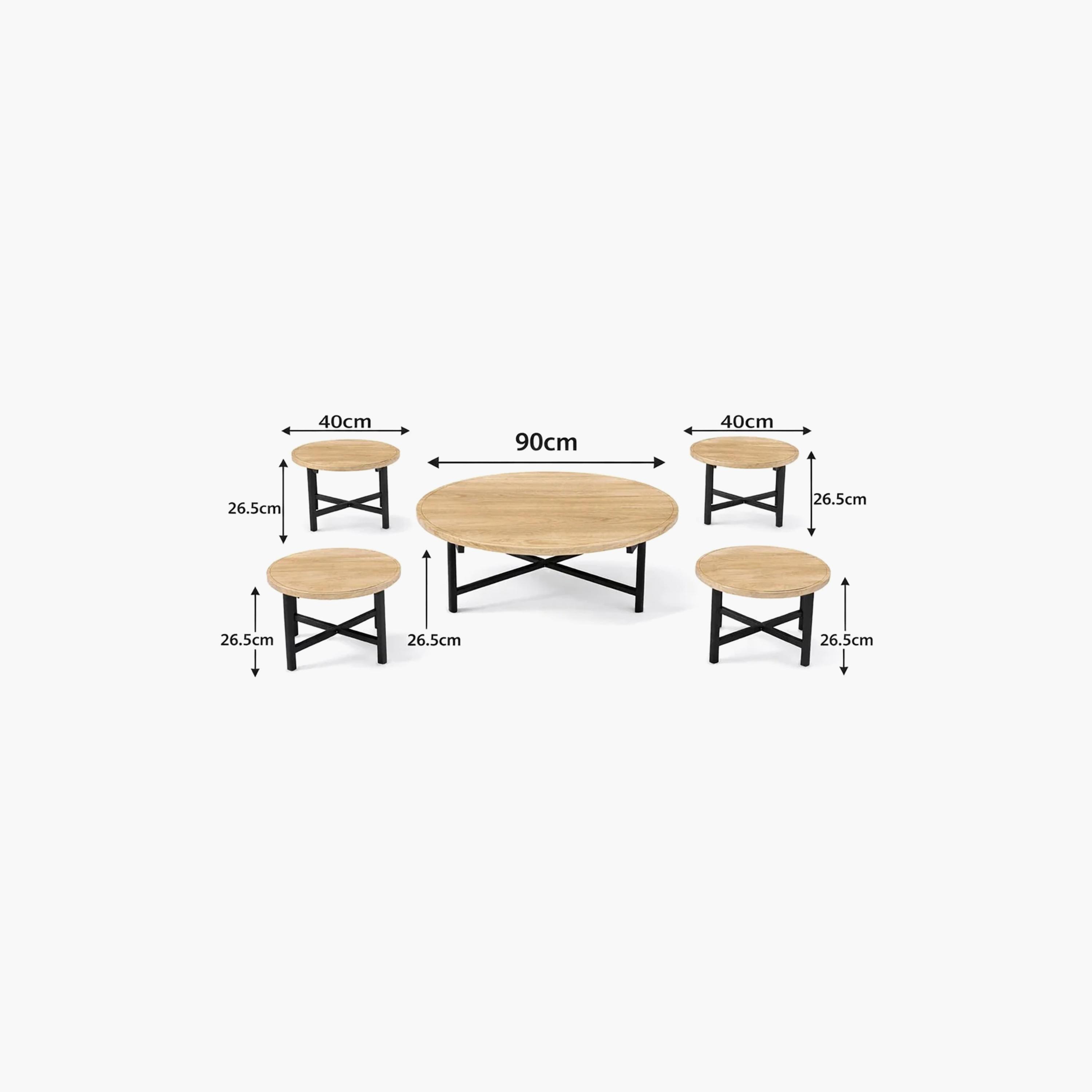 طقم طاولات وسط وجانبية خشبية من ماريا هومز - 5 قطع-furniture-livingroom-coffeetables-image-5