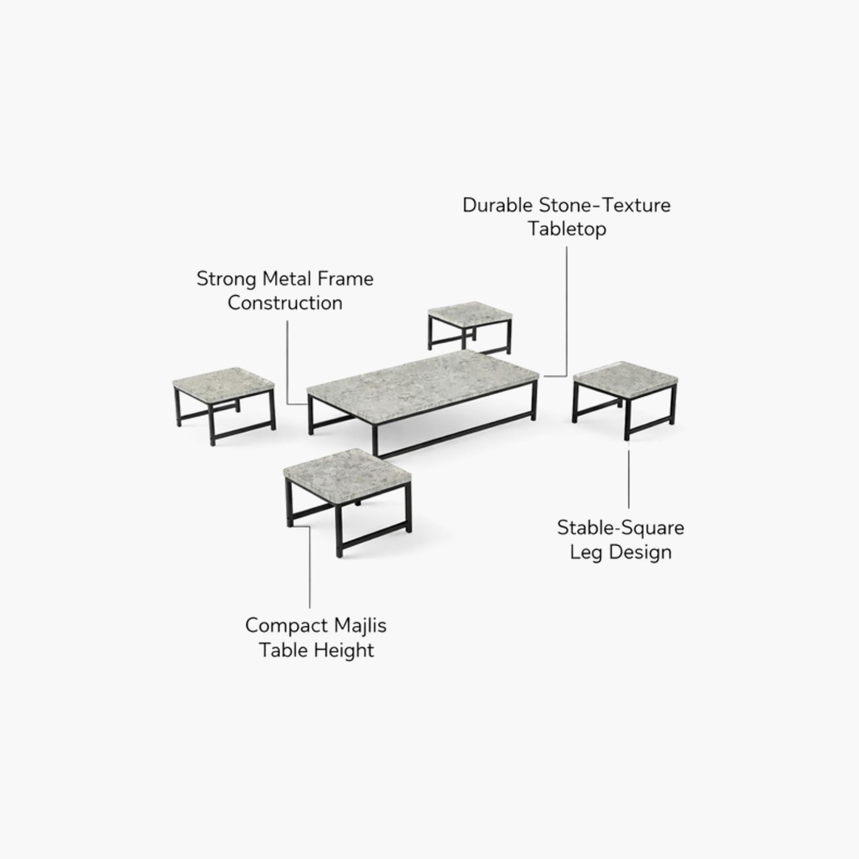 Maria Homes Wooden Centre & Side Table 110×60×26.5 cm - Set of 5-furniture-livingroom-coffeetables-image-5