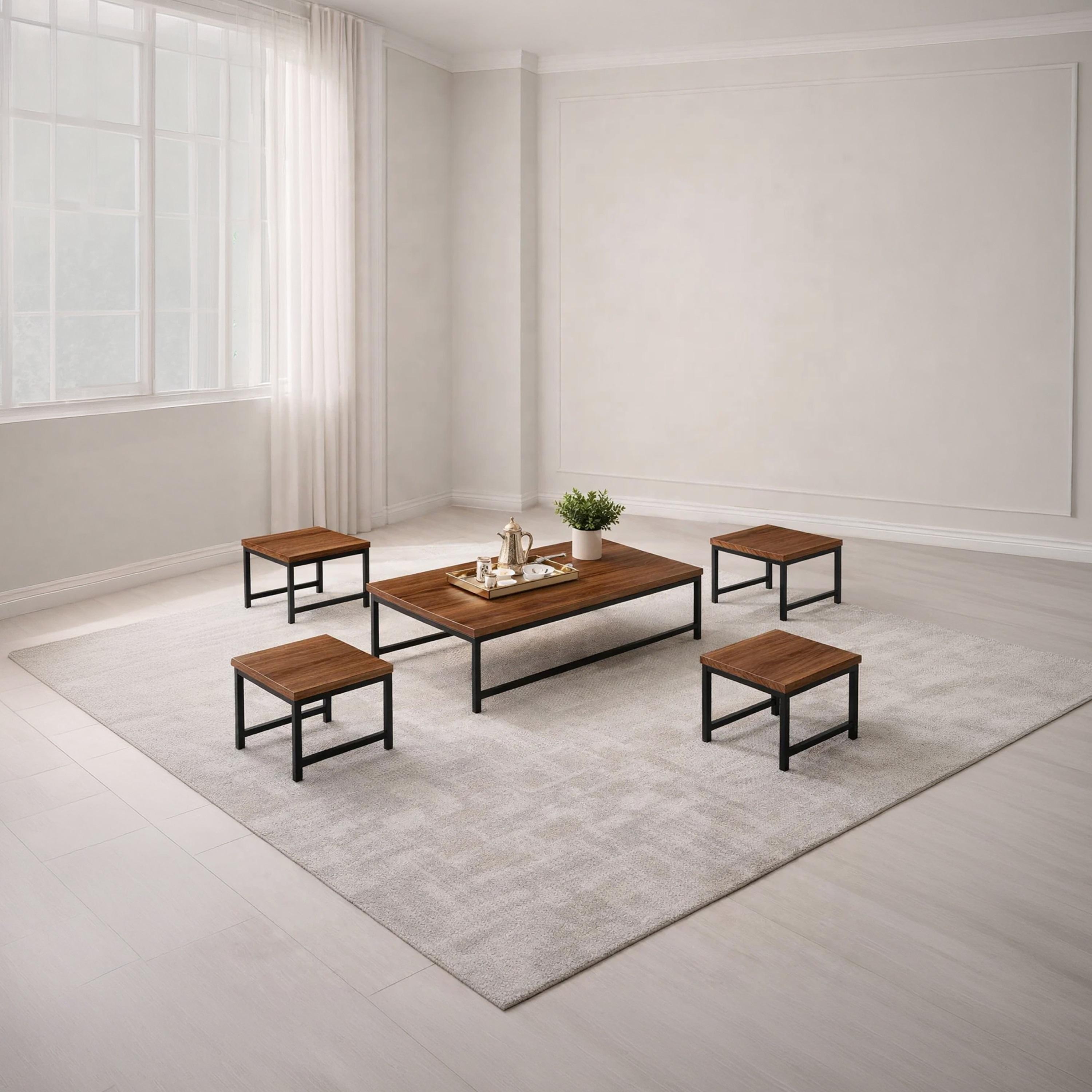 Maria Homes Wooden Centre & Side Table 110×60×26.5 cm - Set of 5-furniture-livingroom-coffeetables-image-1
