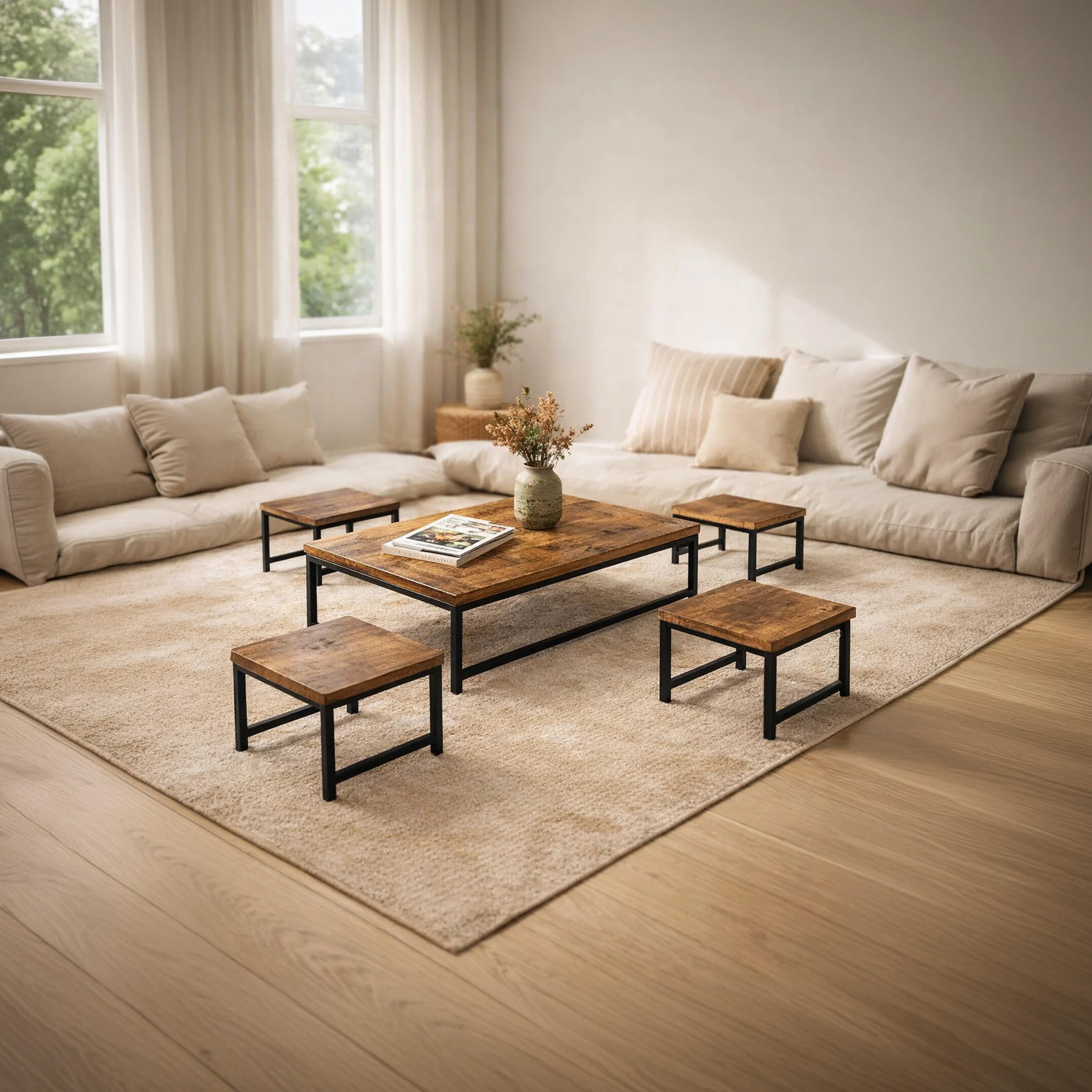 طقم طاولات وسط وجانبية خشبية من ماريا هومز - 5 قطع-furniture-livingroom-coffeetables-image-1