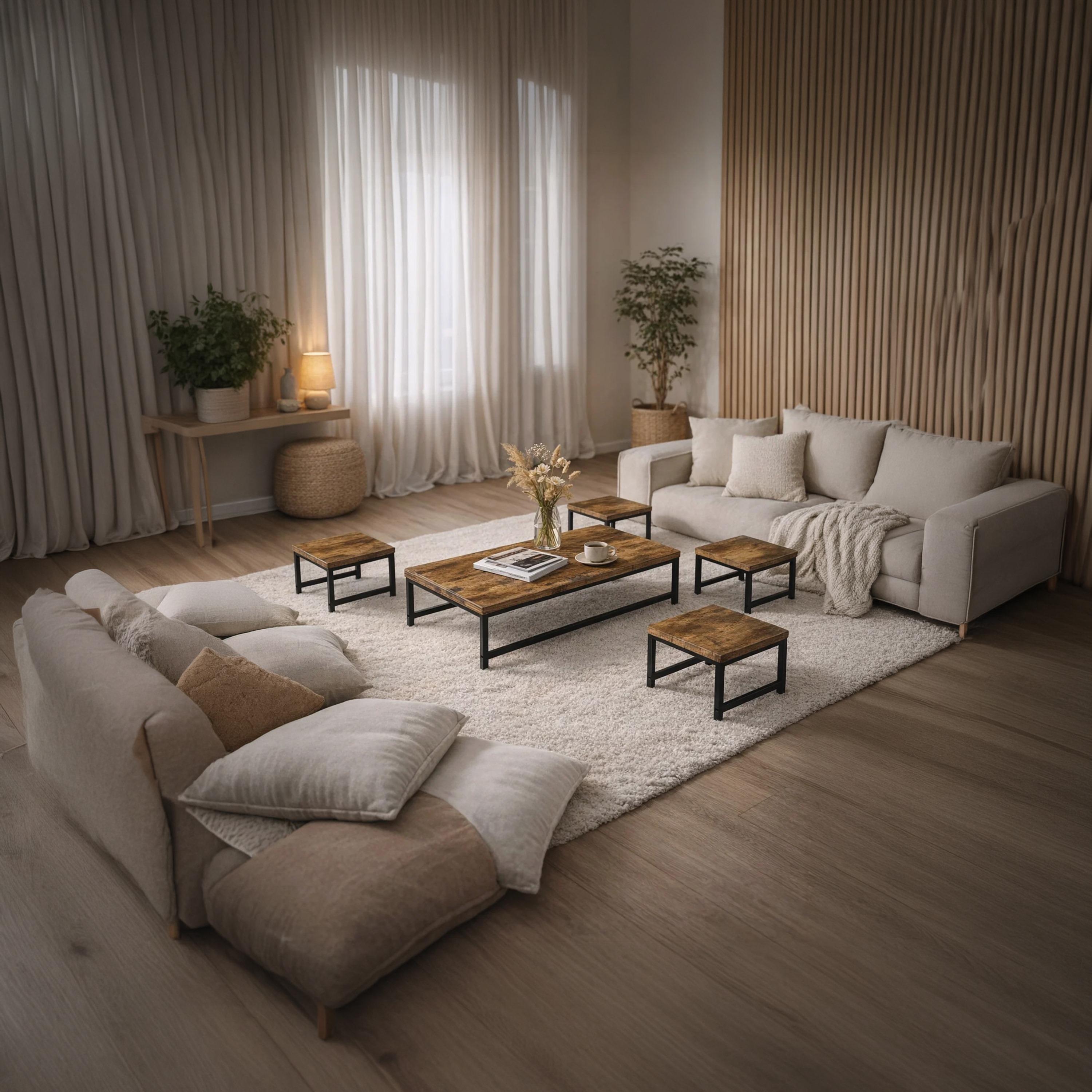 طقم طاولات وسط وجانبية خشبية من ماريا هومز - 5 قطع-furniture-livingroom-coffeetables-image-2