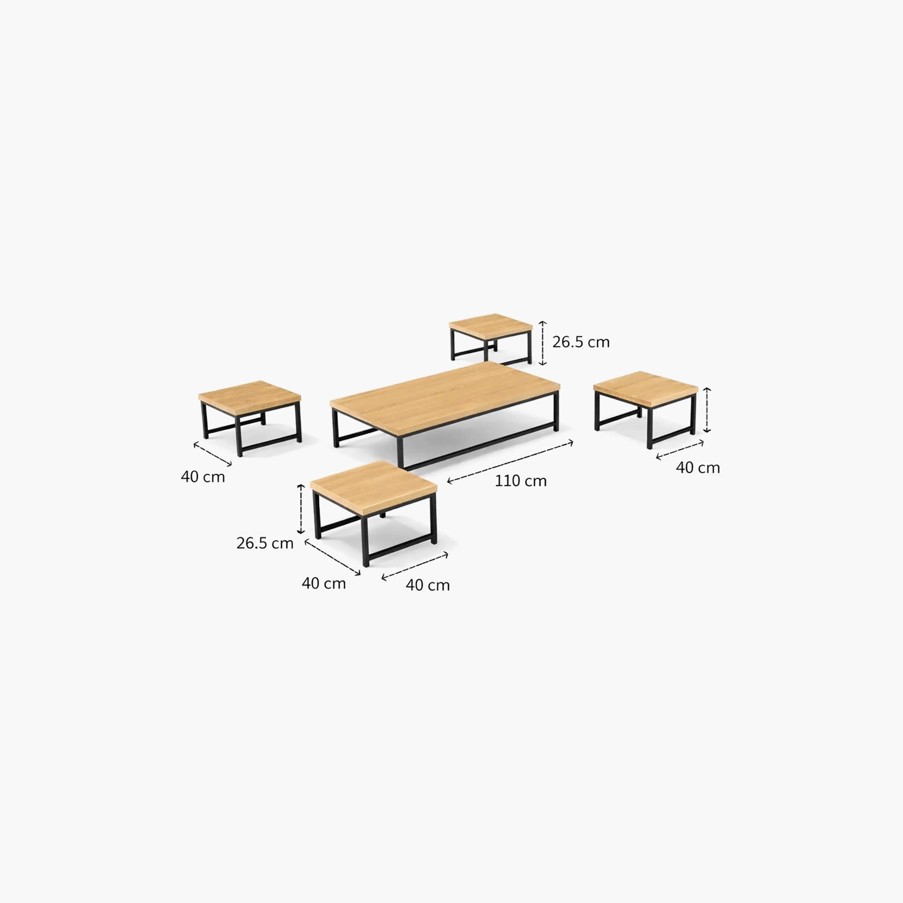 Maria Homes Wooden Centre & Side Table - Set of 5-furniture-livingroom-coffeetables-image-5