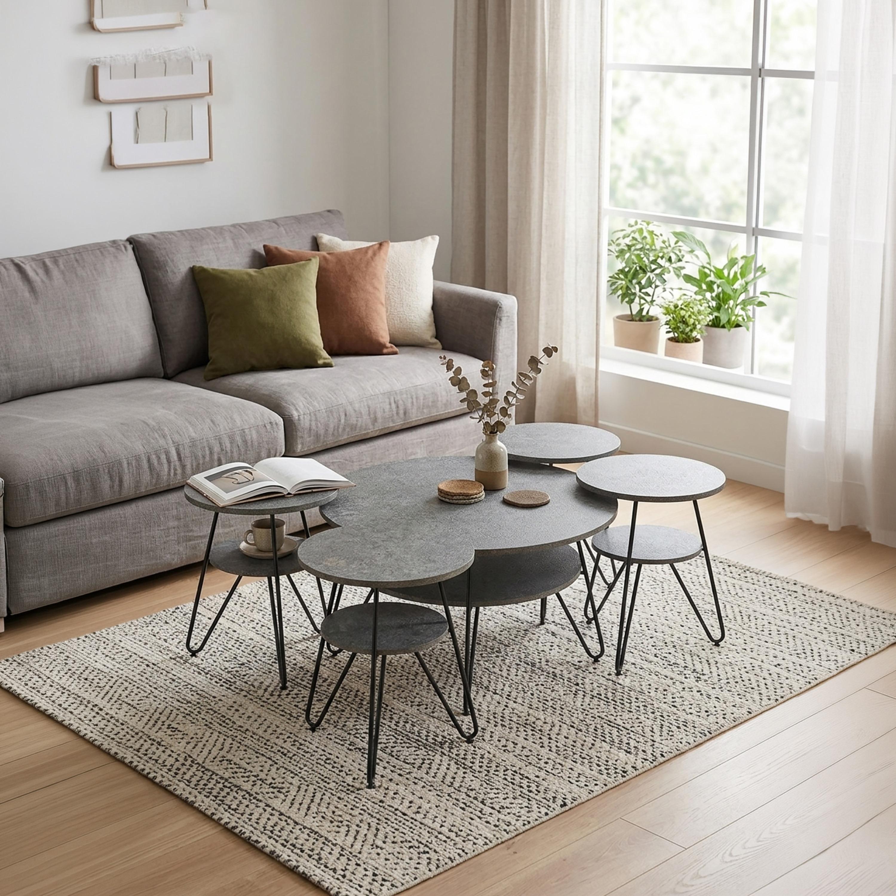 طاولة نيست خشبية من ماريا هومز - طقم من 5 قطع-furniture-livingroom-nestoftables-image-4