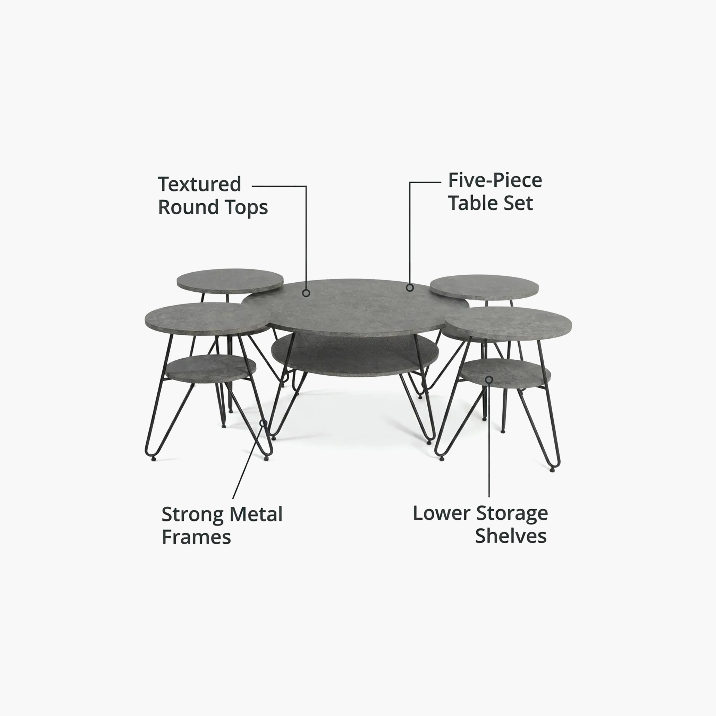 طاولة نيست خشبية من ماريا هومز - طقم من 5 قطع-furniture-livingroom-nestoftables-image-5