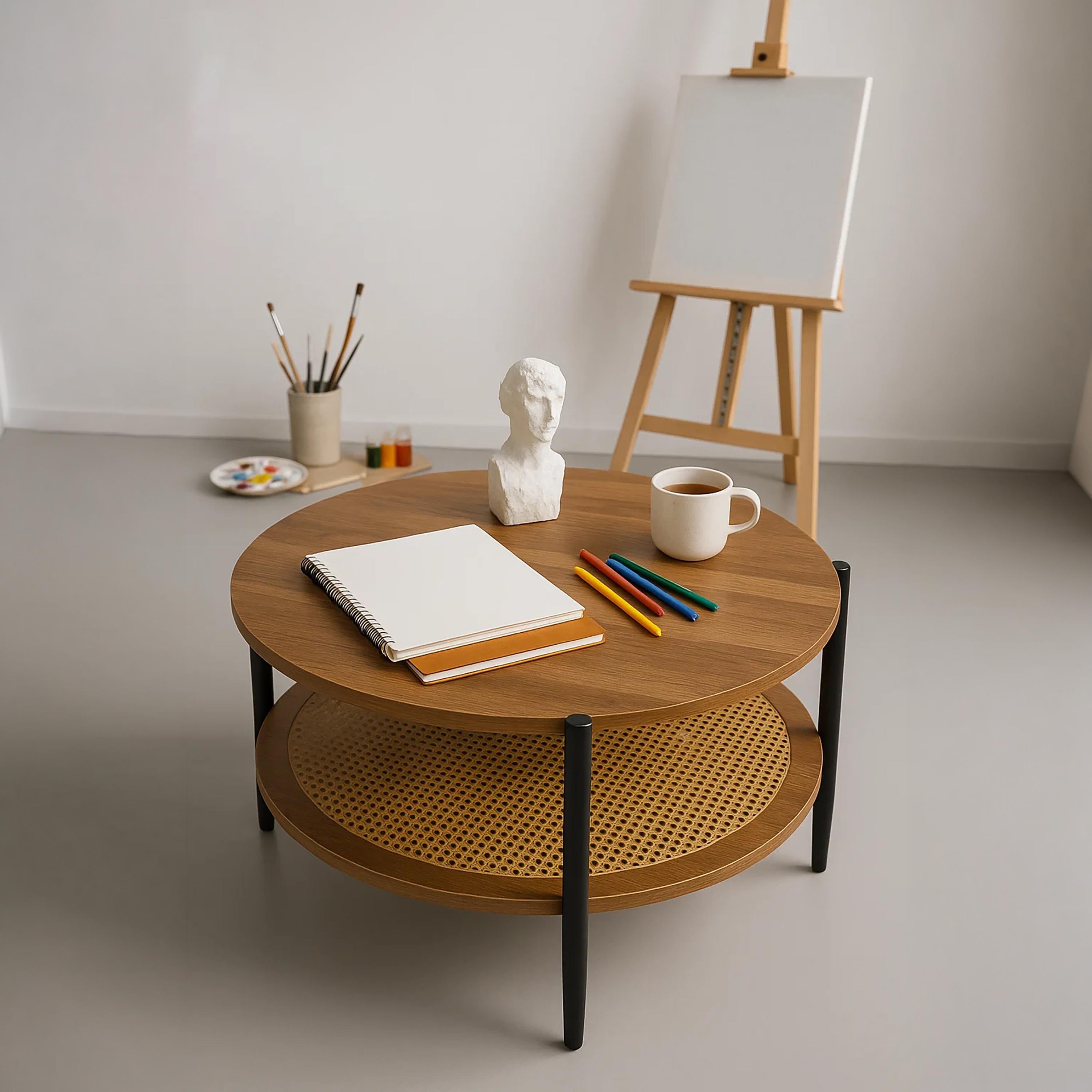 طاولة وسط راتان بأربع أرجل من ماريا هومز-furniture-livingroom-sideandendtables-image-2