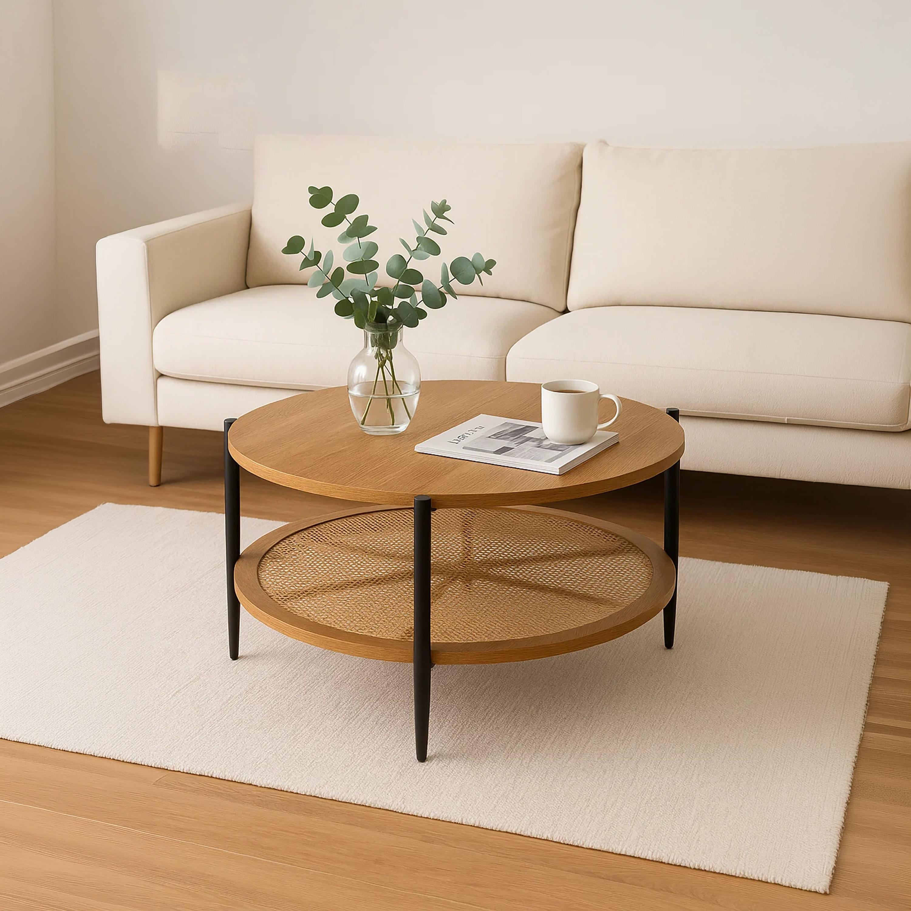 طاولة وسط راتان بأربع أرجل من ماريا هومز-furniture-livingroom-sideandendtables-image-4