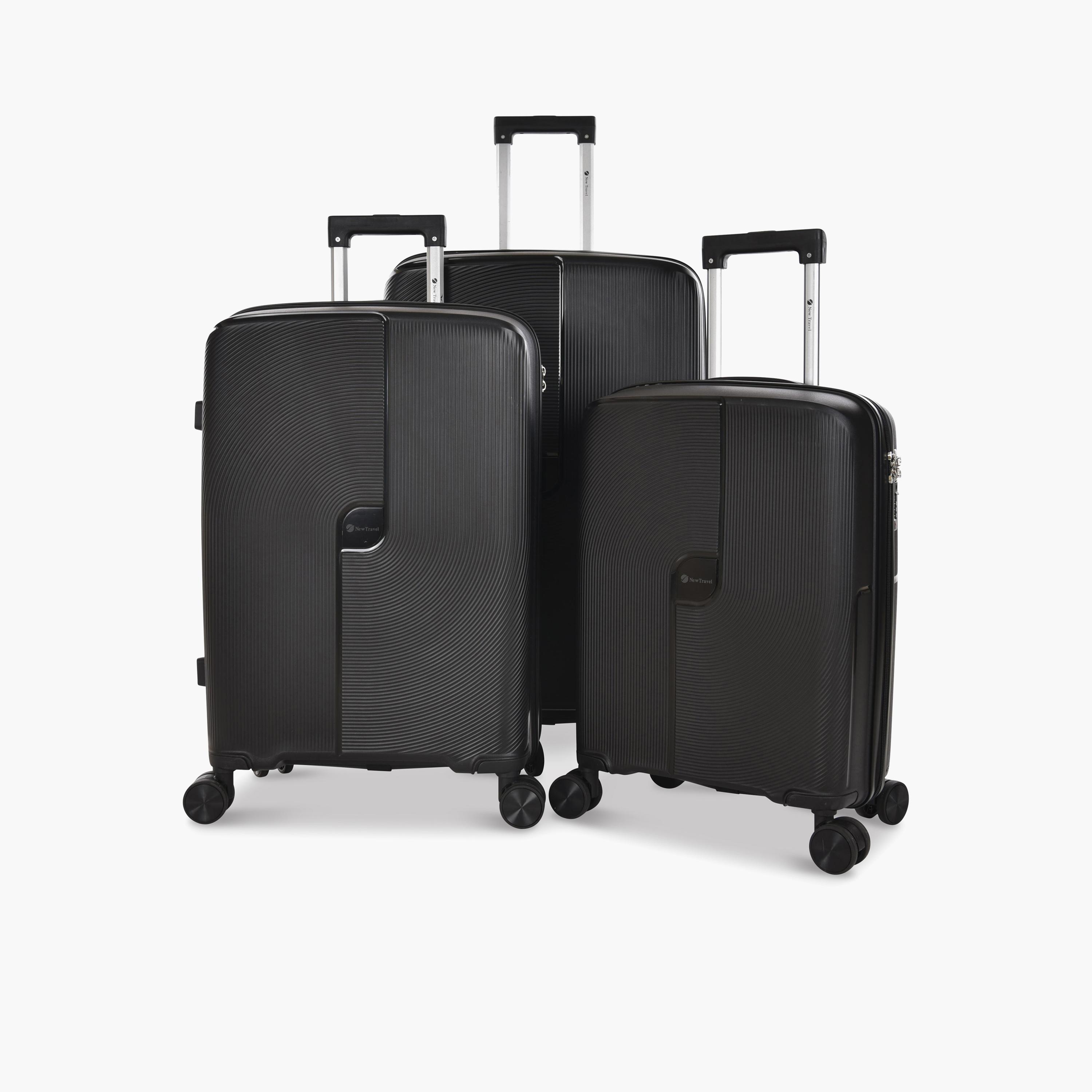 New Travel Set of 3 Polypropylene Hard-Sided 4-Wheeler Spinner Trolley Bags with Combination Lock-travel-luggagesandbags-luggage-image-1