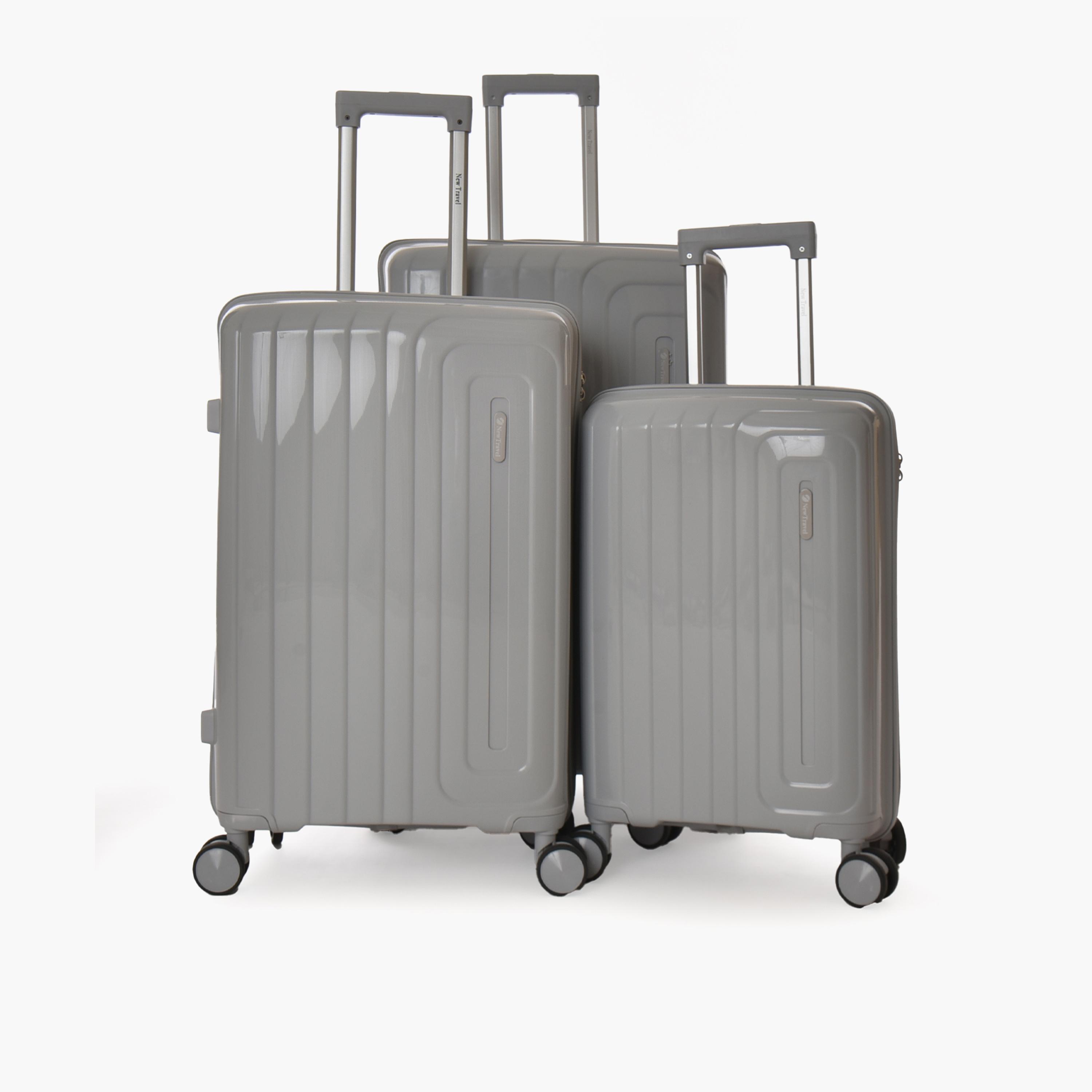 New Travel Set of 3 Polypropylene Hard-Sided 4-Wheeler Spinner Trolley Bags with Combination Lock-travel-luggagesandbags-luggage-image-1