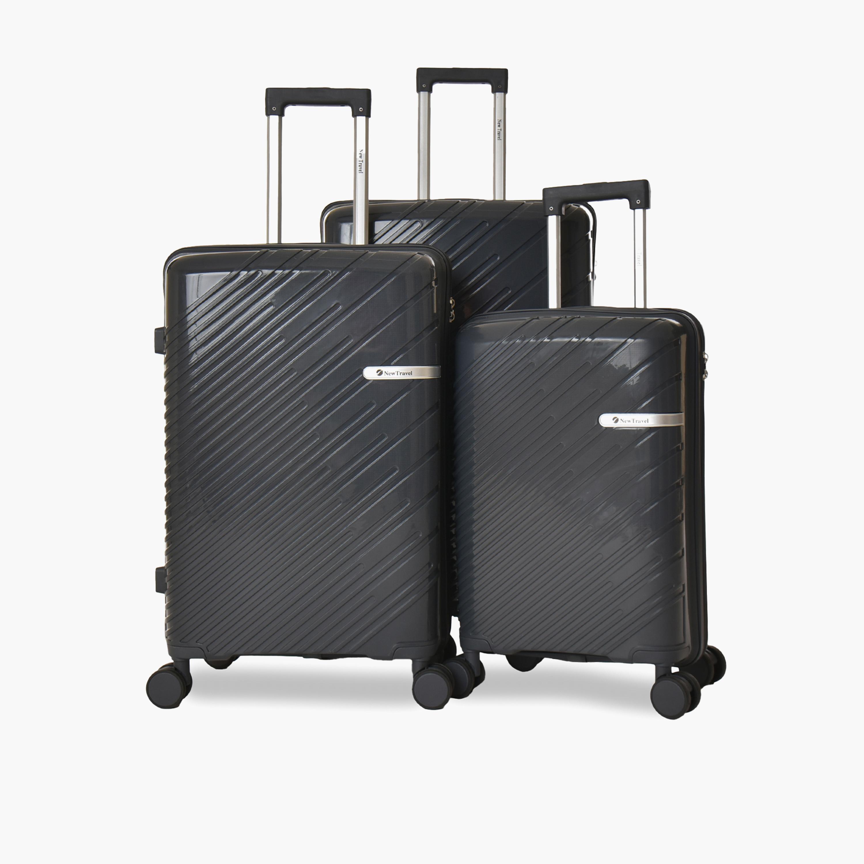 New Travel Set of 3 Polypropylene Hard-Sided 4-Wheeler Spinner Trolley Bags with Combination Lock-travel-luggagesandbags-luggage-image-1