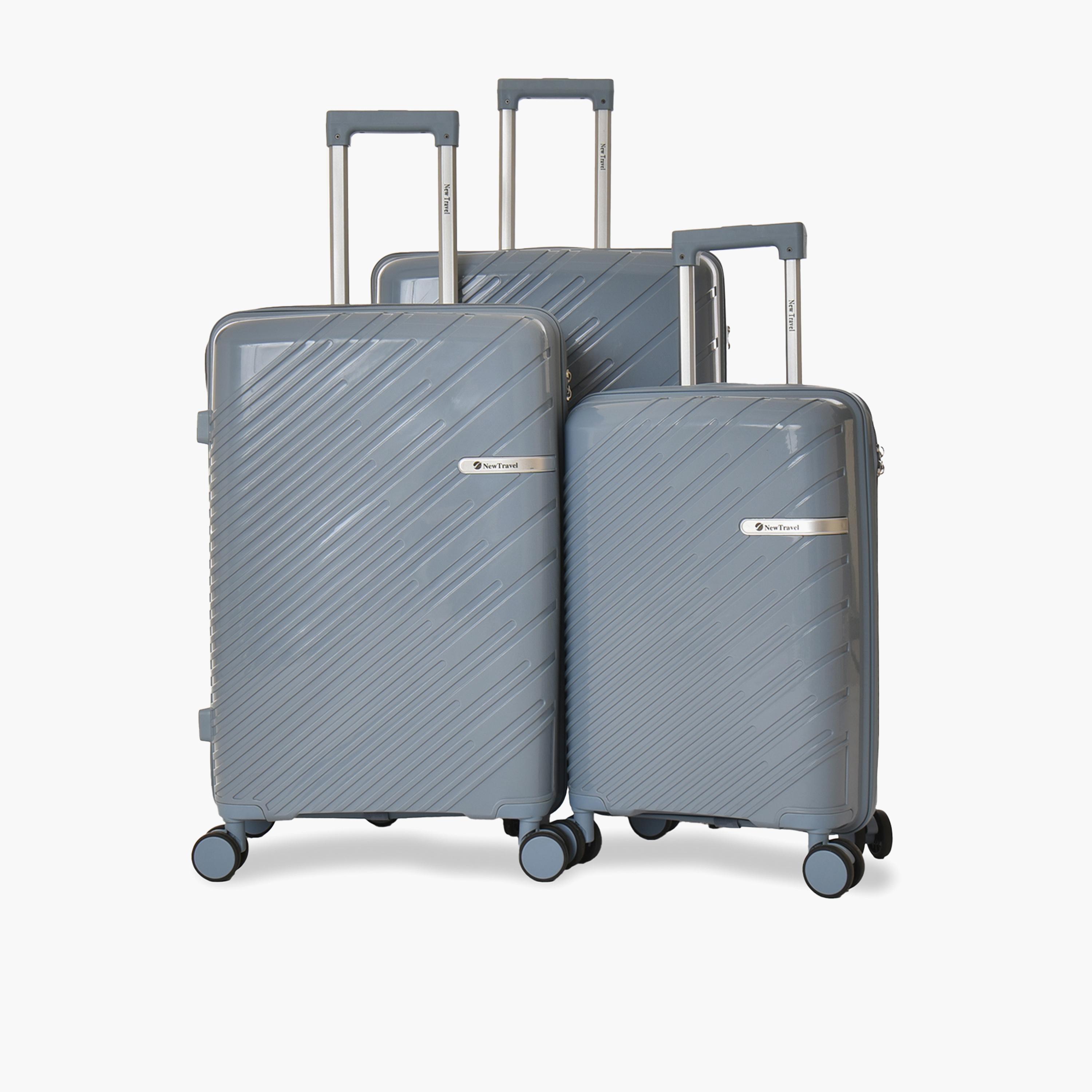 New Travel Set of 3 Polypropylene Hard-Sided 4-Wheeler Spinner Trolley Bags with Combination Lock-travel-luggagesandbags-luggage-image-1