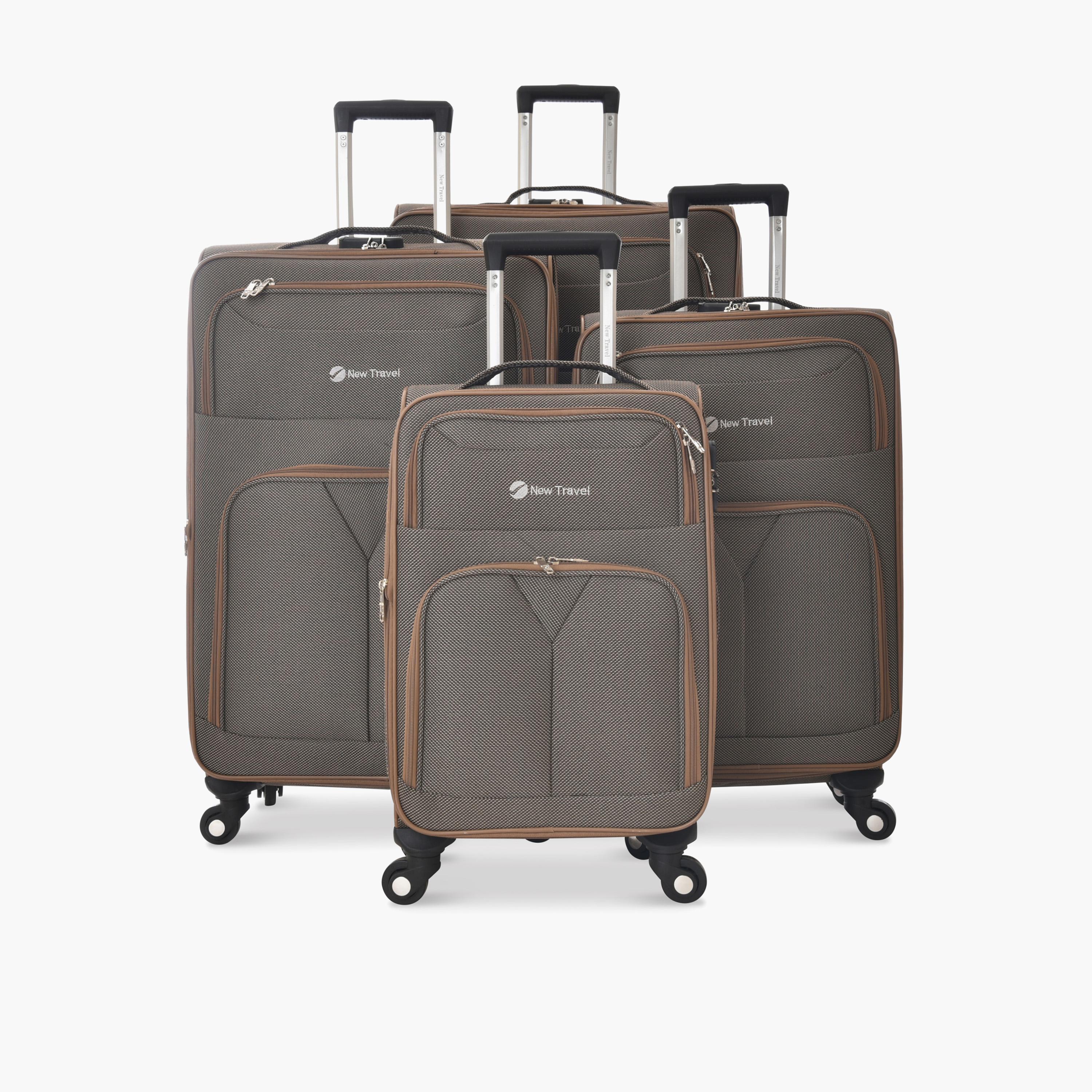 New Travel Set of 4 Textile Soft-Sided 4-Wheeler Spinner Trolley Bags with Combination Lock-travel-luggagesandbags-luggage-image-1