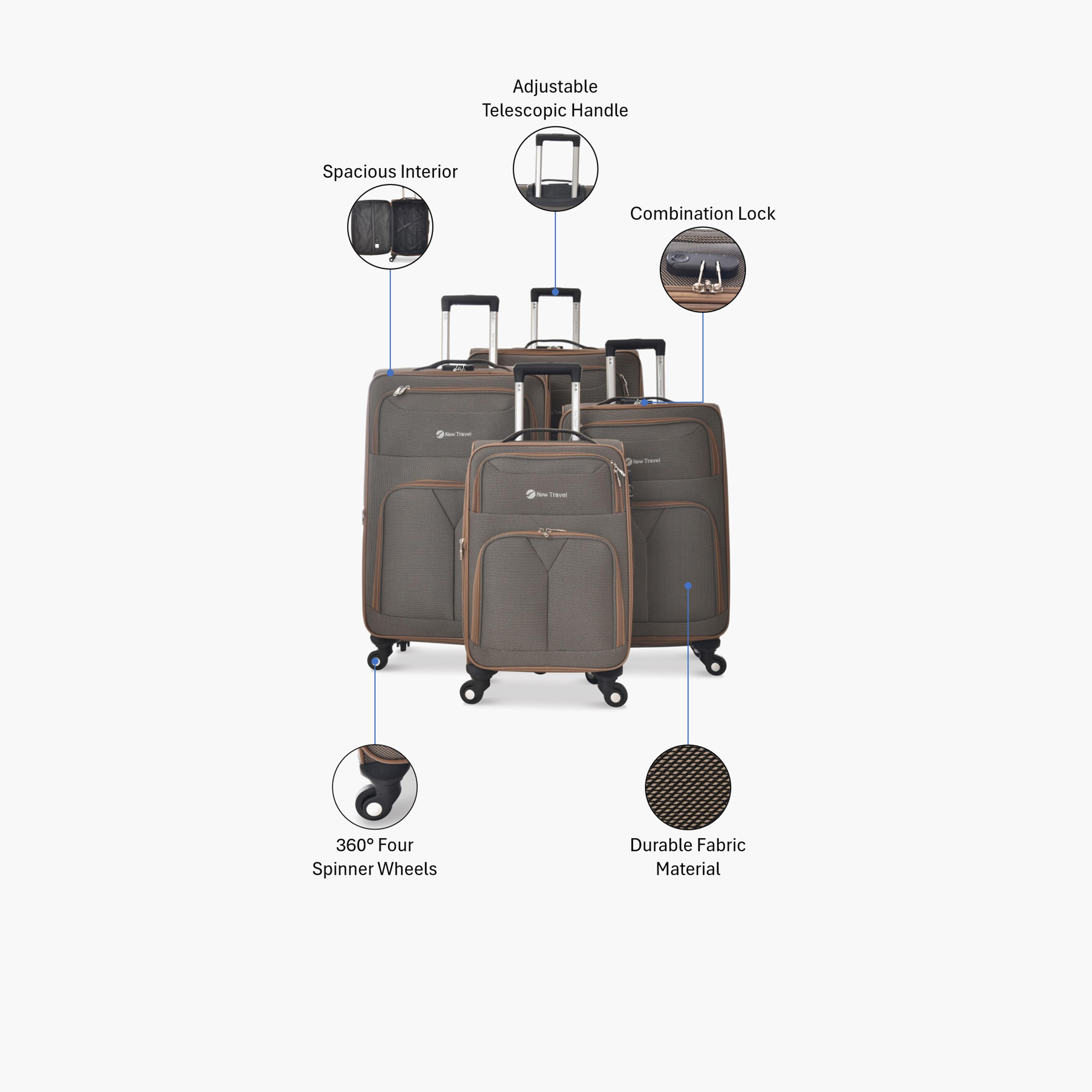 New Travel Set of 4 Textile Soft-Sided 4-Wheeler Spinner Trolley Bags with Combination Lock-travel-luggagesandbags-luggage-image-2