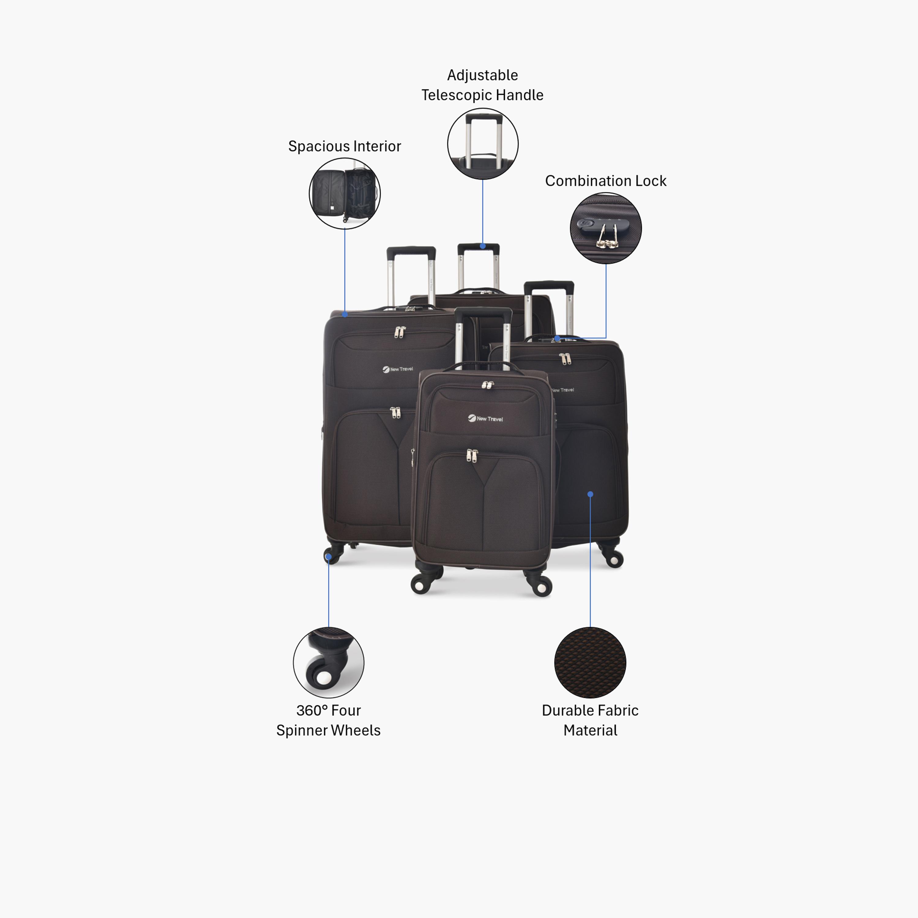 New Travel Set of 4 Textile Soft-Sided 4-Wheeler Spinner Trolley Bags with Combination Lock-travel-luggagesandbags-luggage-image-2