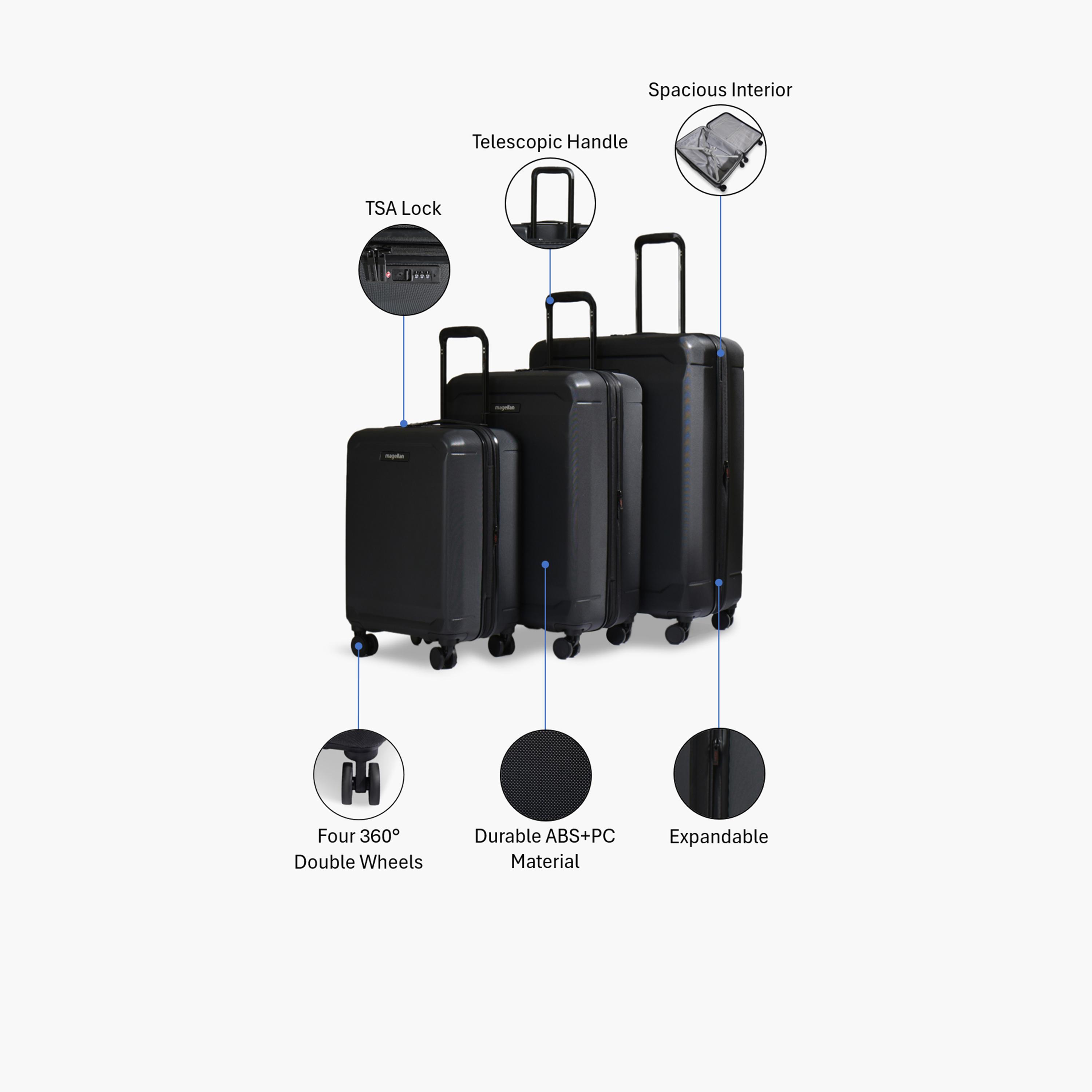 Magellan Set of 3 Polycarbonate with ABS Hard-Sided 4-Wheeler Spinner Trolley Bags with TSA Lock-travel-luggagesandbags-luggage-image-2
