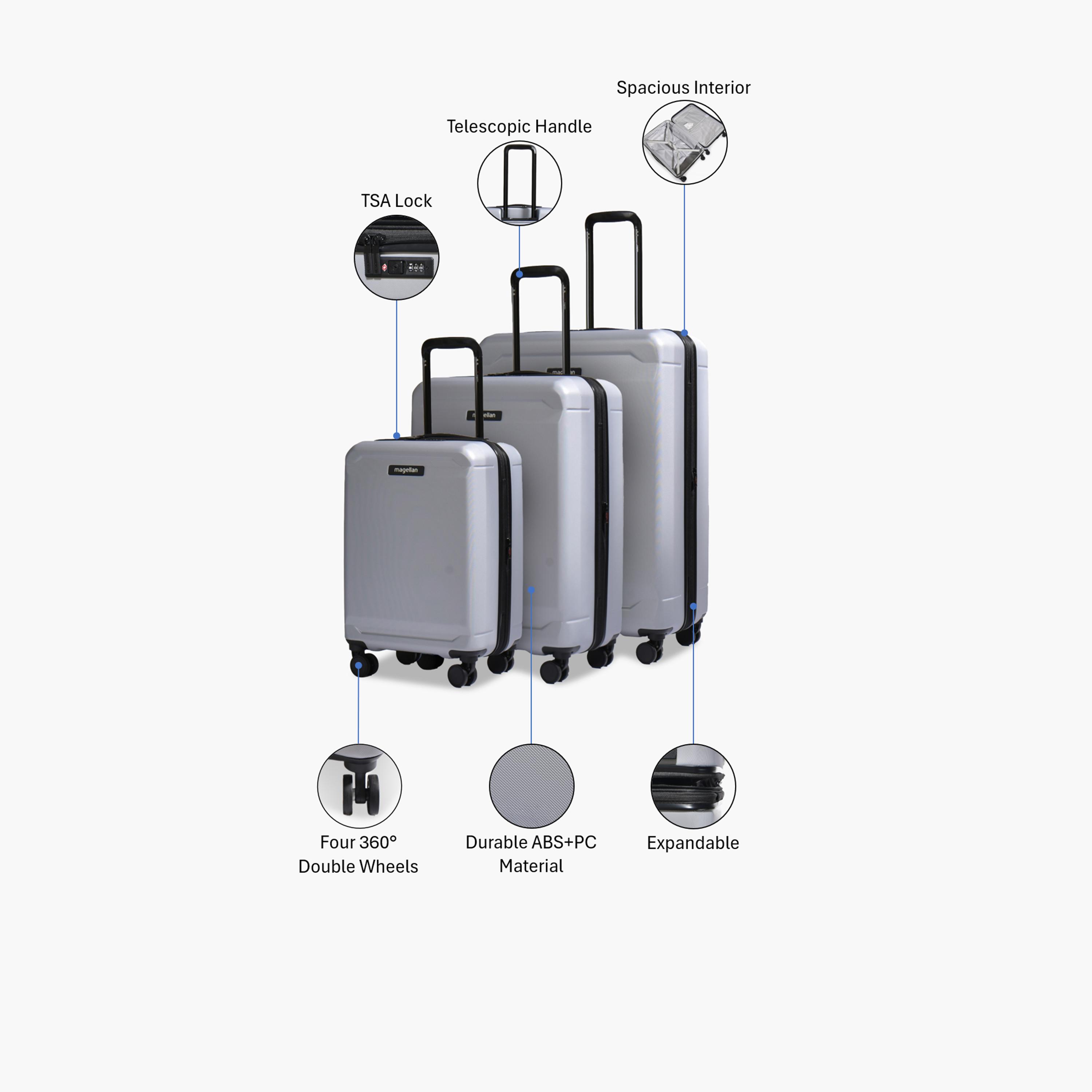 Magellan Set of 3 Polycarbonate with ABS Hard-Sided 4-Wheeler Spinner Trolley Bags with TSA Lock-travel-luggagesandbags-luggage-image-2