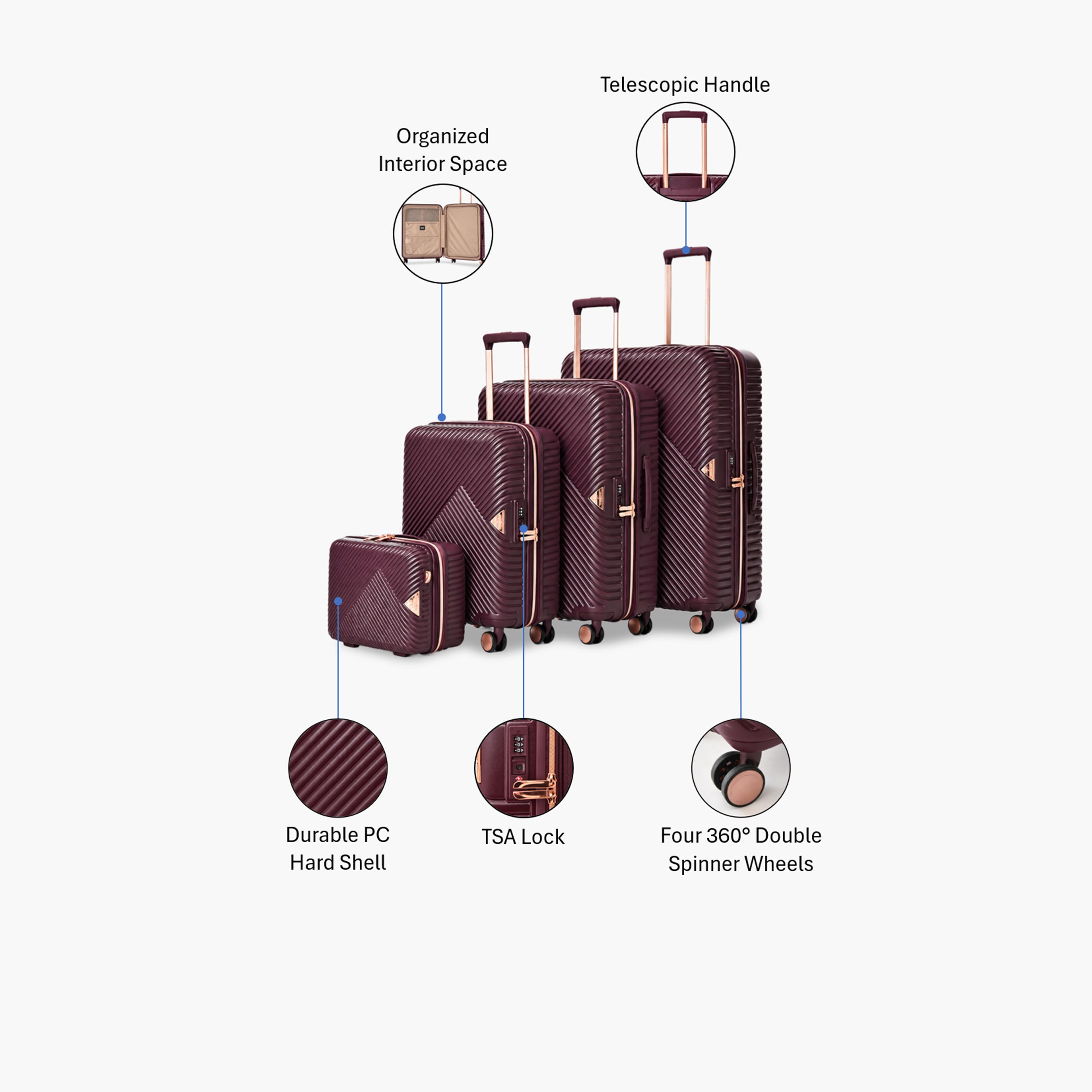 ماجلان- طقم شنط بولي كربونات هيكل ABS صلب 4 قطع  بأربع عجلات مع قفل TSA | PC154/4P-travel-luggagesandbags-luggage-image-2