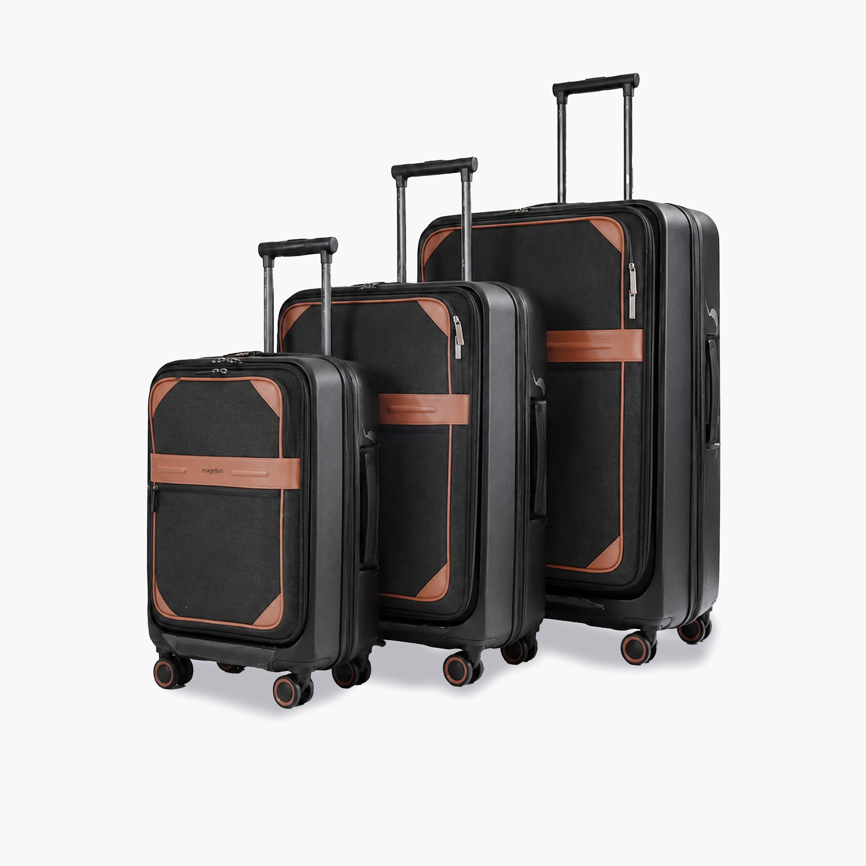 Magellan Set of 3 Polycarbonate with ABS Soft-Sided 4-Wheeler Spinner Trolley Bags with TSA Lock-travel-luggagesandbags-luggage-image-1