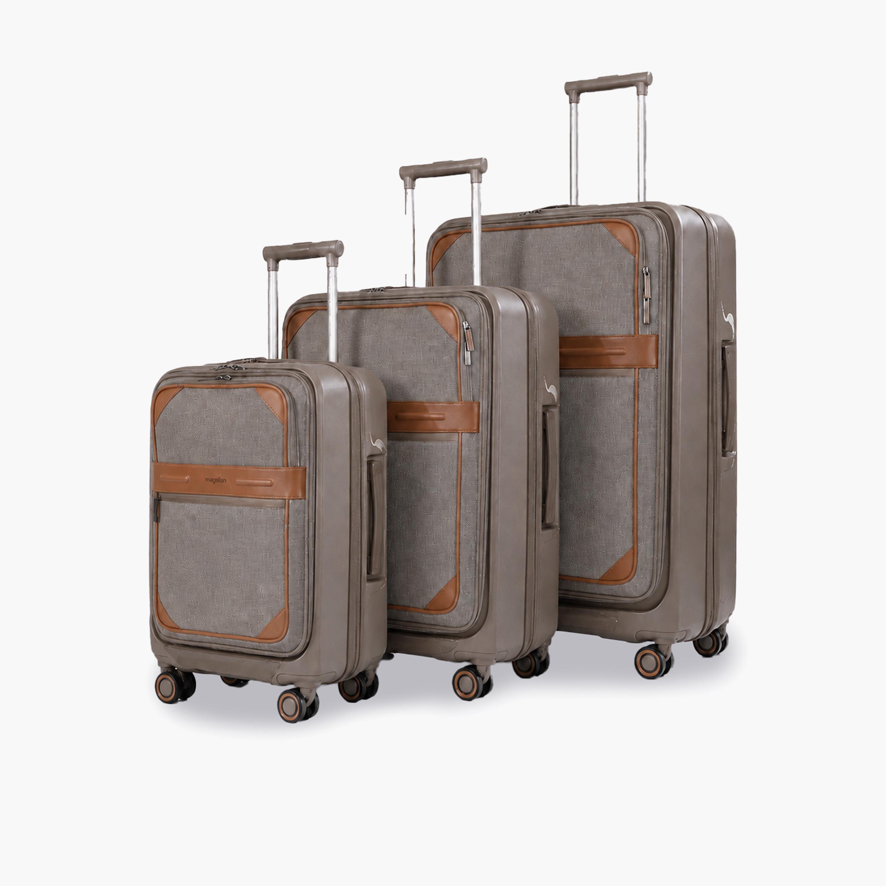 Magellan Set of 3 Polycarbonate with ABS Soft-Sided 4-Wheeler Spinner Trolley Bags with TSA Lock-travel-luggagesandbags-luggage-image-1