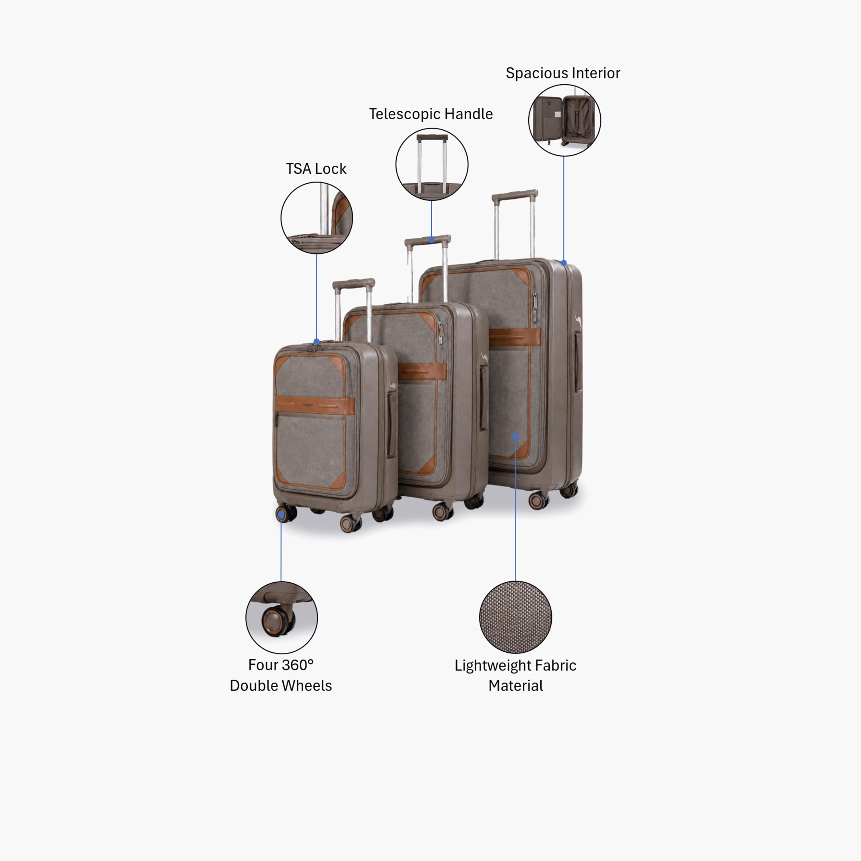 Magellan Set of 3 Polycarbonate with ABS Soft-Sided 4-Wheeler Spinner Trolley Bags with TSA Lock-travel-luggagesandbags-luggage-image-2