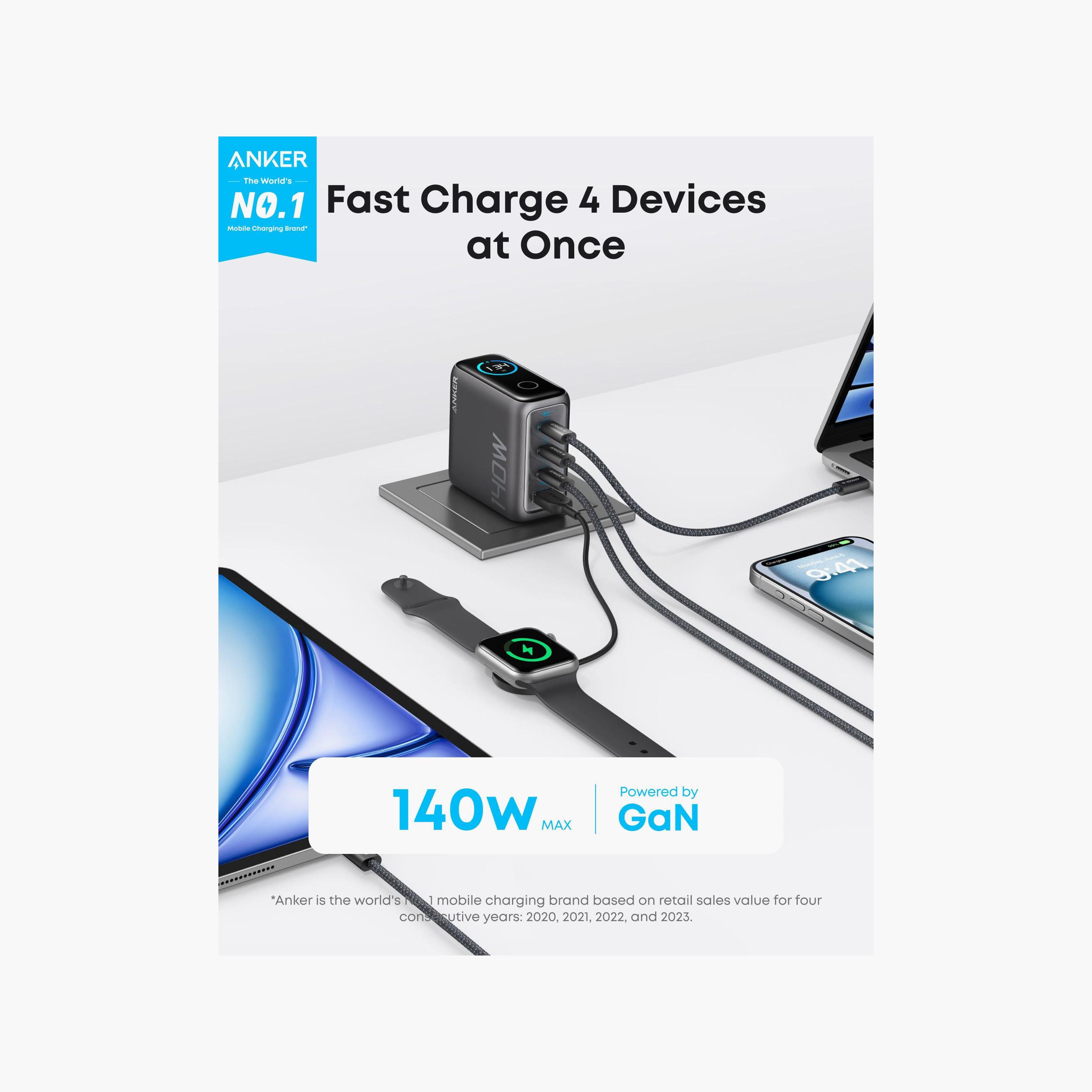 شاحن 140W بـ 4 منافذ USB-C PD 3.1 رمادي داكن من أنكر | B2697GZ1-PROMO_EMAX_AE_ENBD_131026-image-4