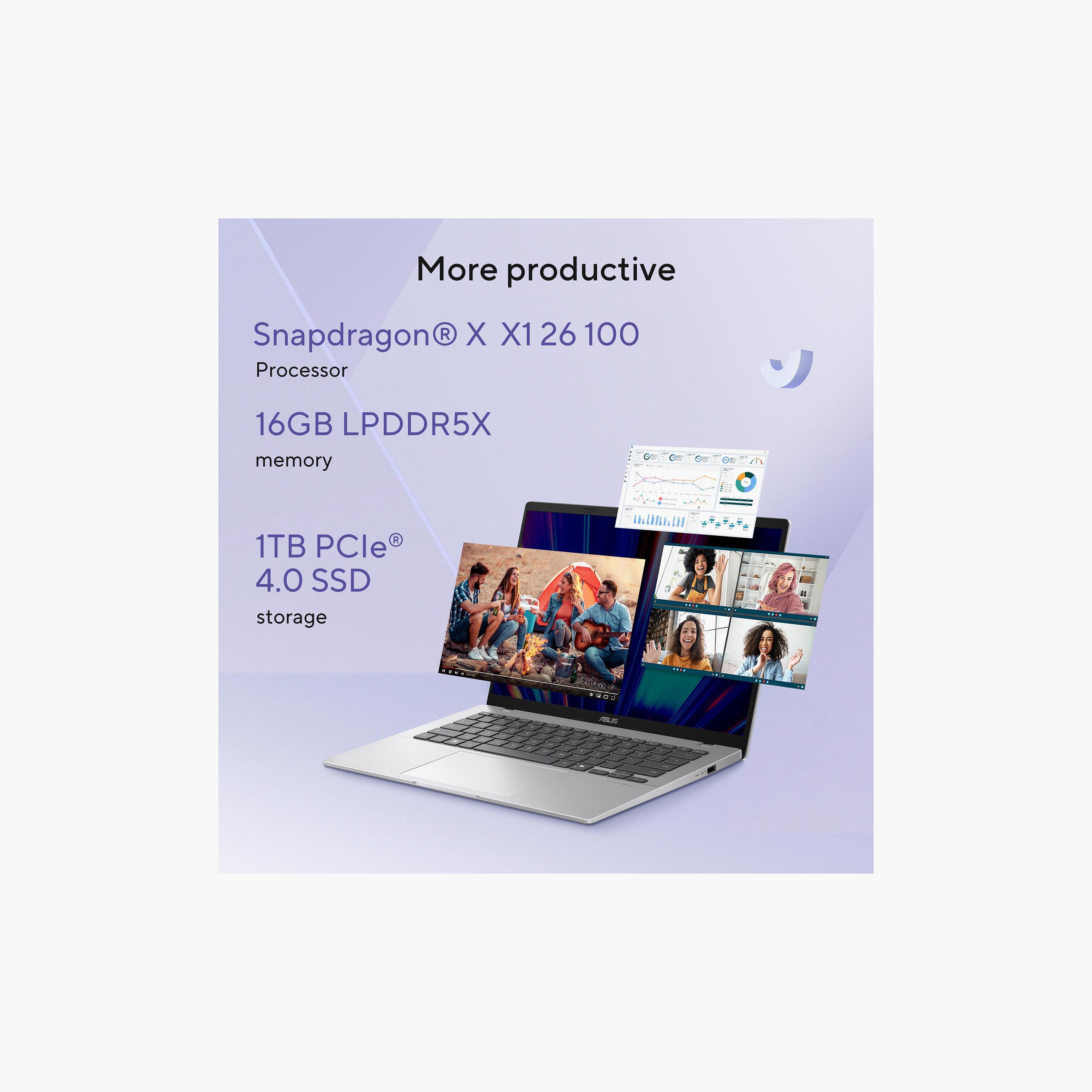 Asus Vivobook 14 Snapdragon X1 26 100 16GB RAM 1TB SSD Graphics 14in Win11H Gold | X1407QA-LY146W-PROMO_EMAX_AE_ENBD_131026-image-9