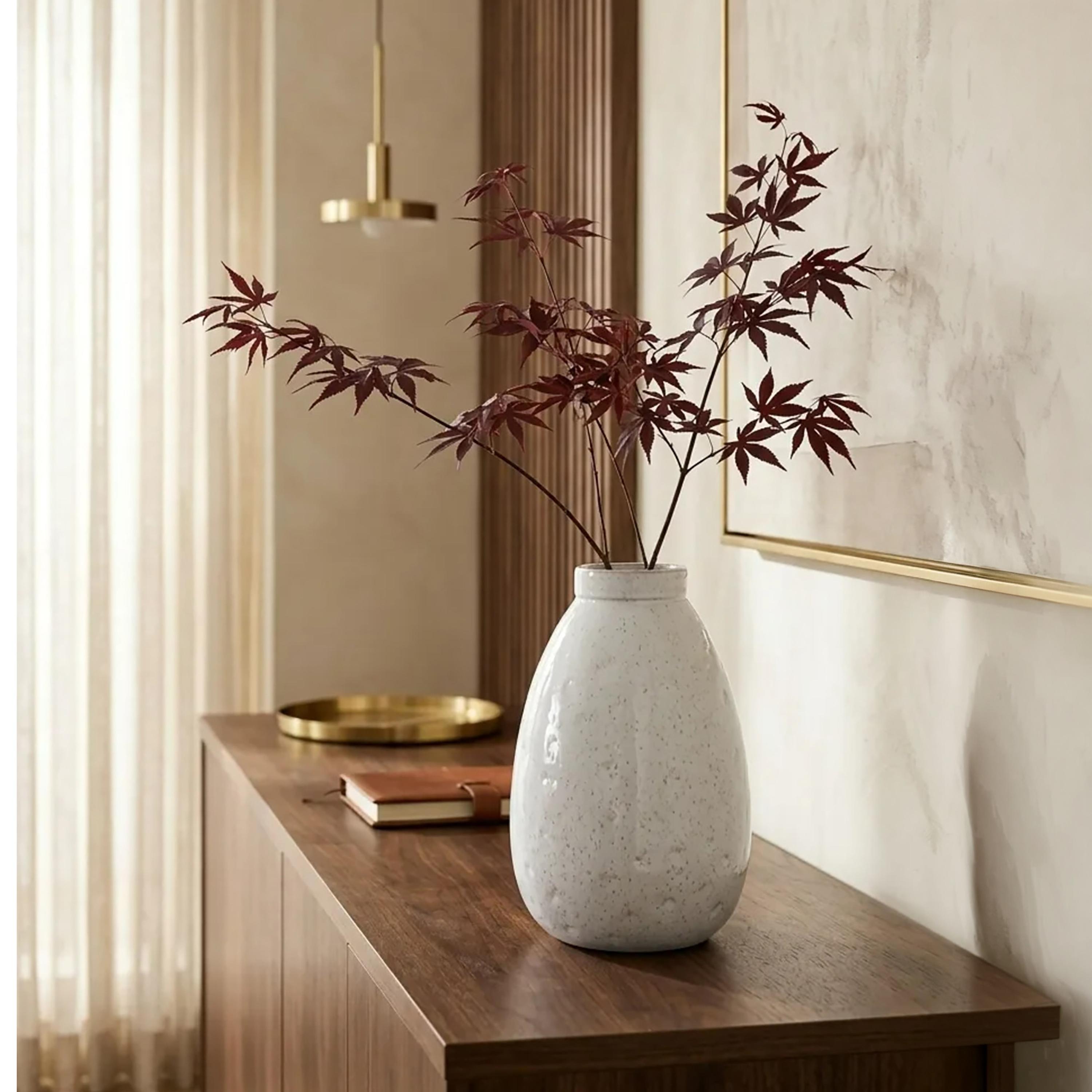 Maria Homes Modern White Textured Teardrop Ceramic Vase with Narrow Opening-household-decor-vasesandbowls-image-1