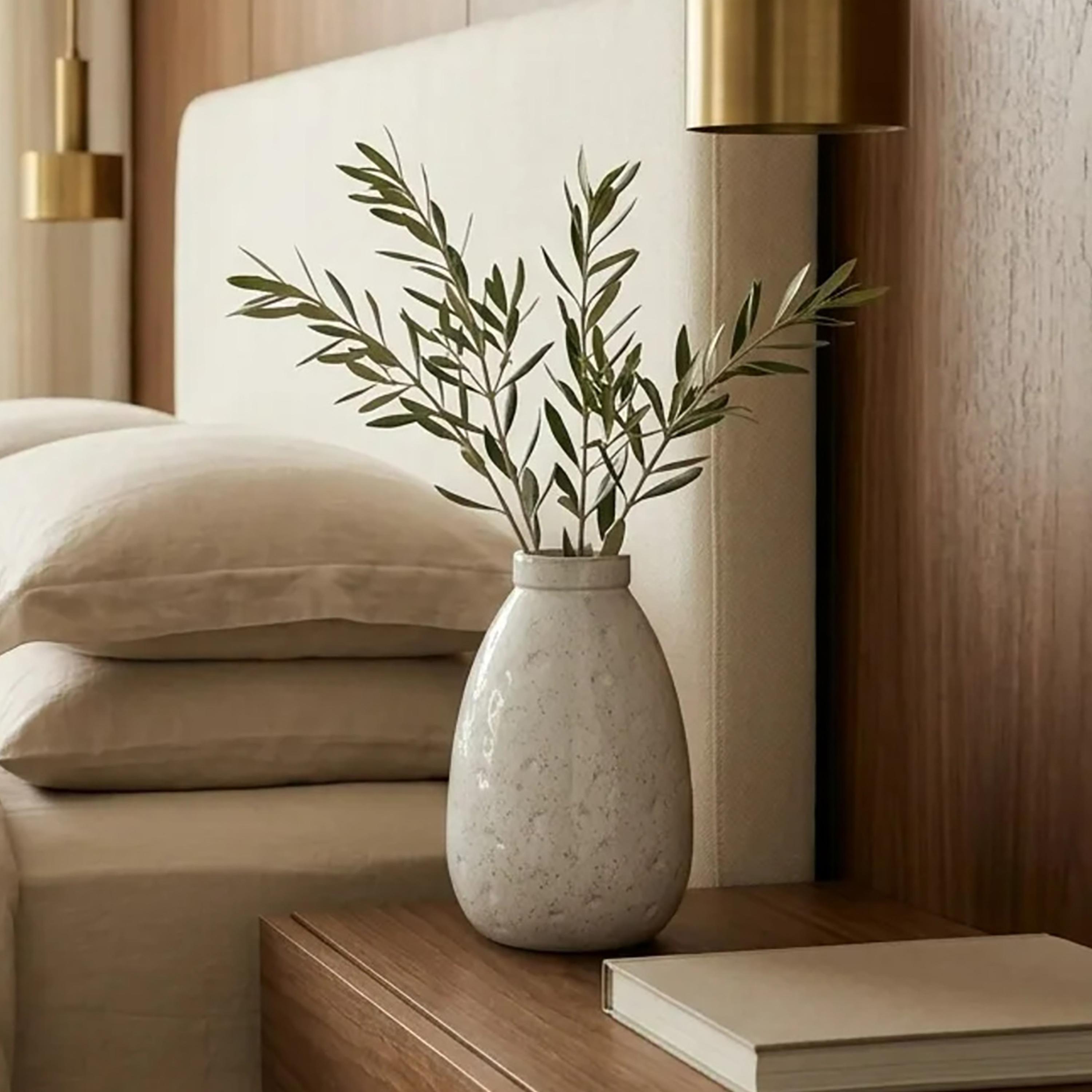 Maria Homes Modern White Textured Teardrop Ceramic Vase with Narrow Opening-household-decor-vasesandbowls-image-2