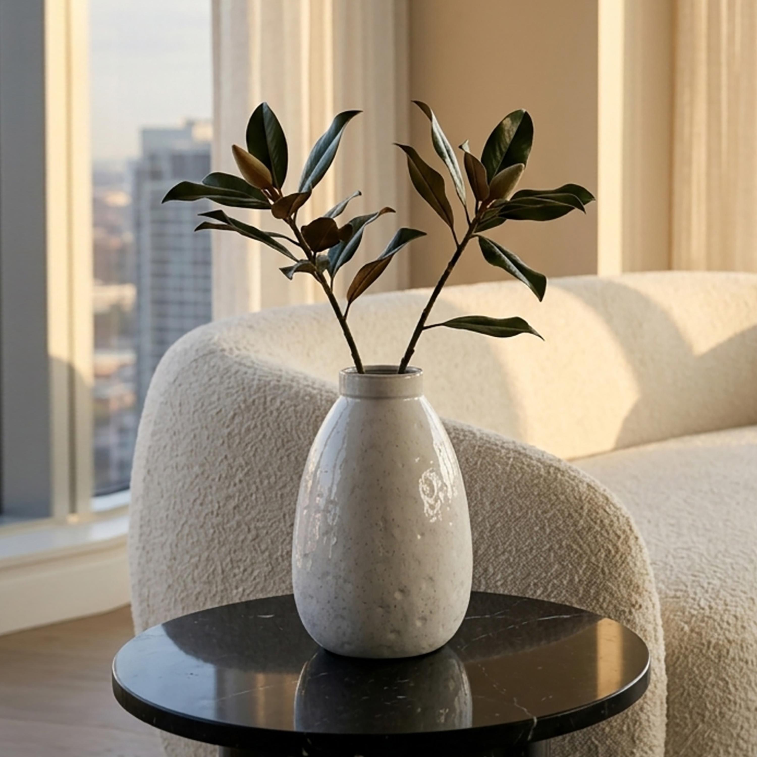 Maria Homes Modern White Textured Teardrop Ceramic Vase with Narrow Opening-household-decor-vasesandbowls-image-3