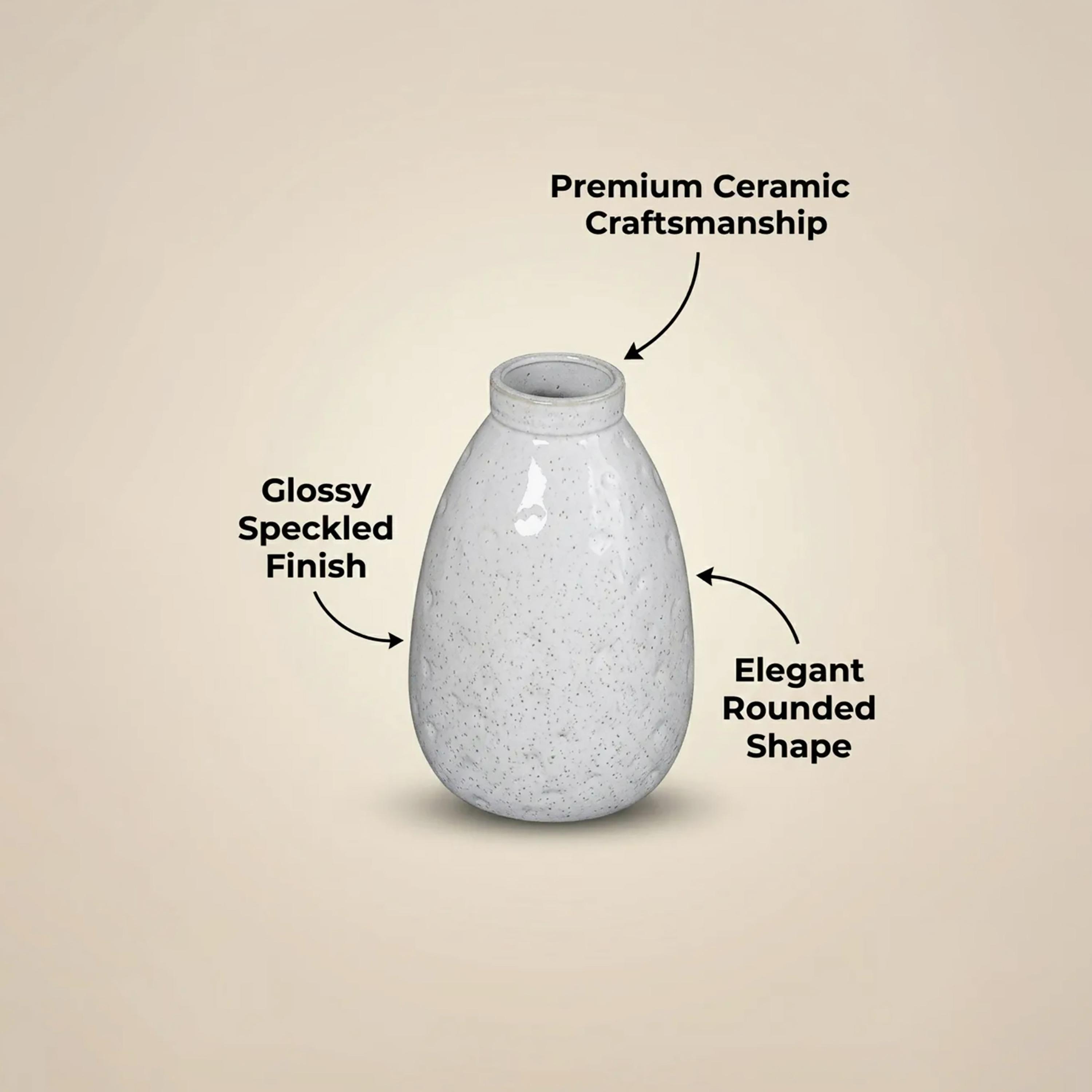 Maria Homes Modern White Textured Teardrop Ceramic Vase with Narrow Opening-household-decor-vasesandbowls-image-4