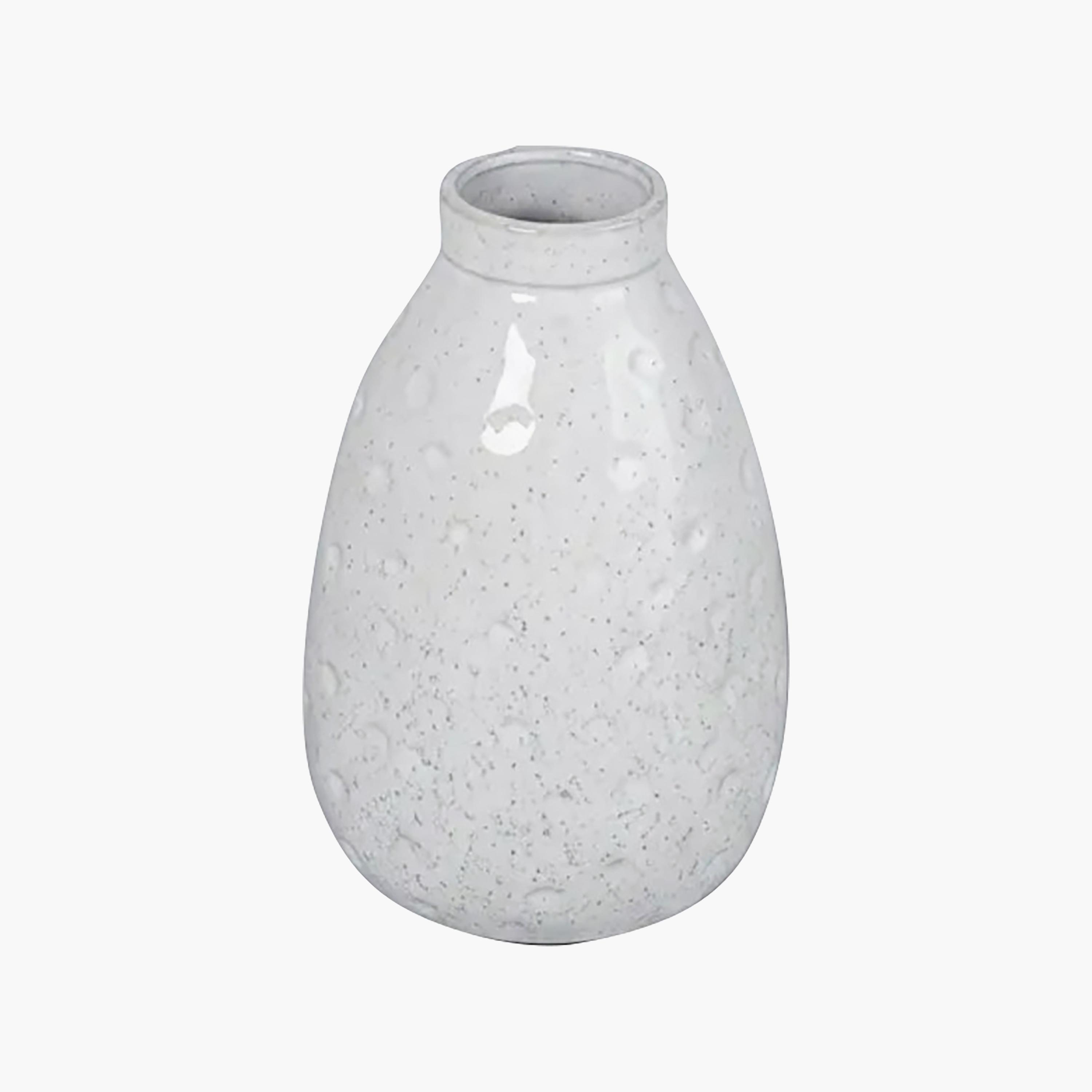Maria Homes Modern White Textured Teardrop Ceramic Vase with Narrow Opening-household-decor-vasesandbowls-image-5