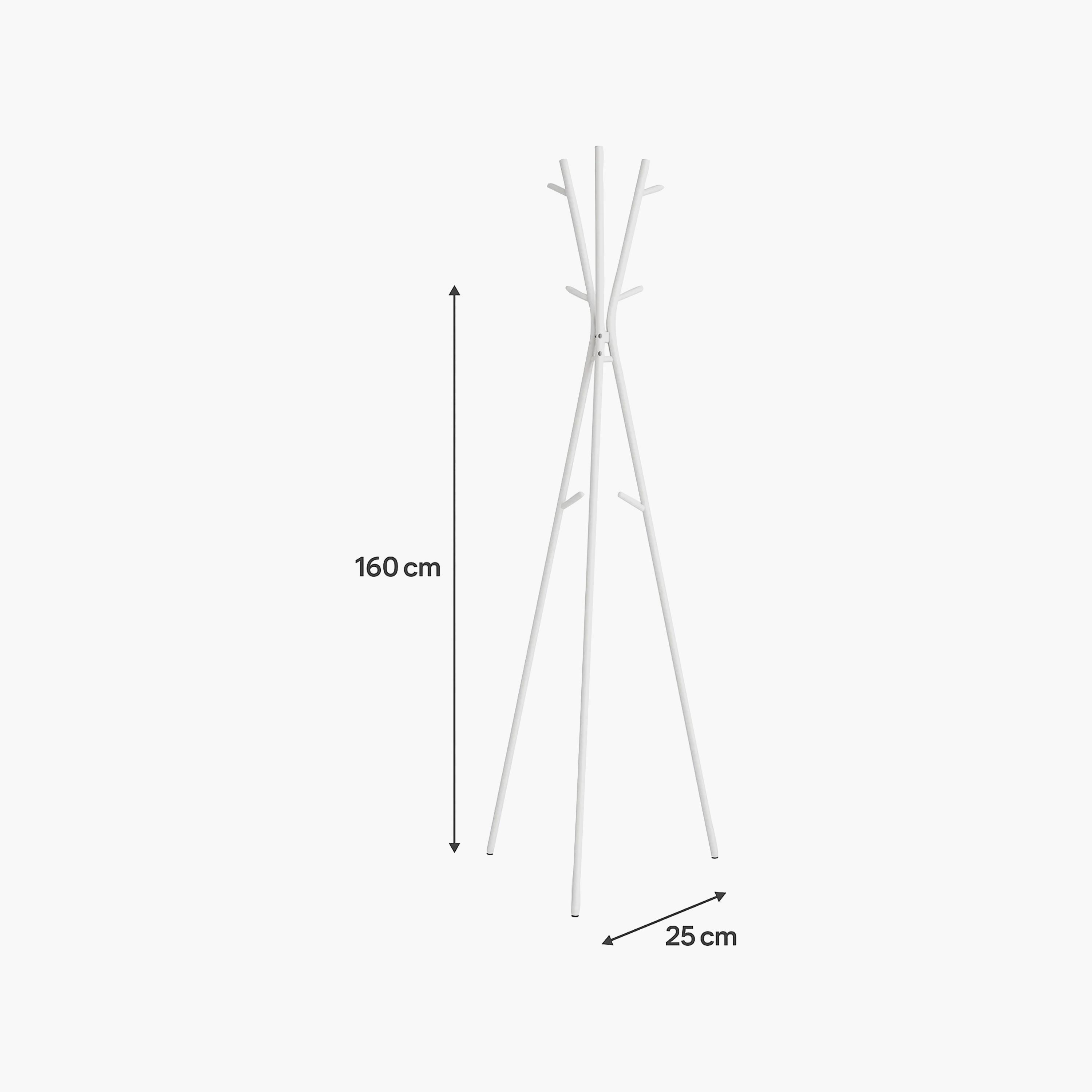 Maria Homes Modern Tripod-Style White Metal Coat Rack with Slim Silhouette-household-storage-storagesolutions-tallhangers-image-5