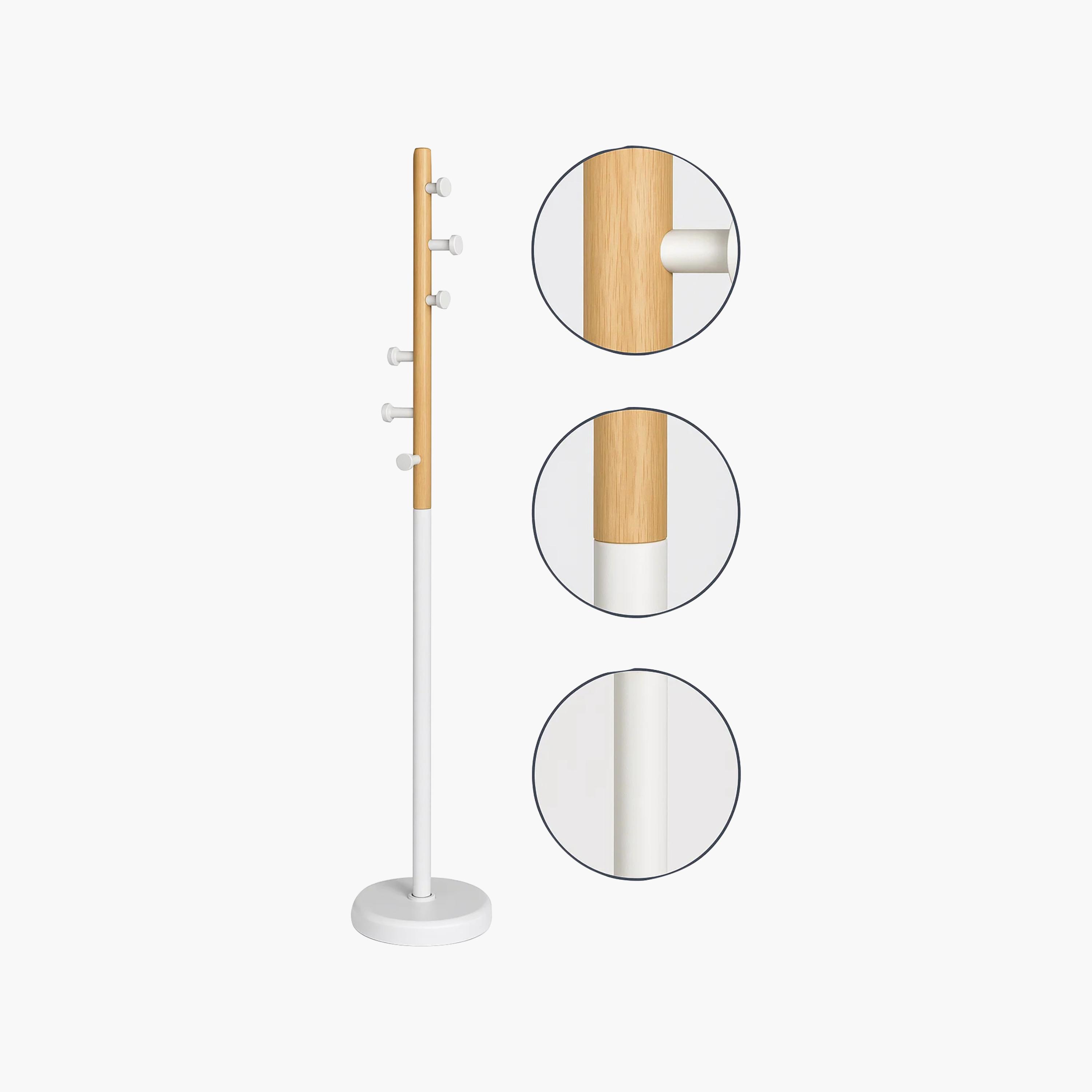 Maria Homes Slim Wooden Coat Rack with Metal Base & Side Pegs-household-storage-storagesolutions-tallhangers-image-5