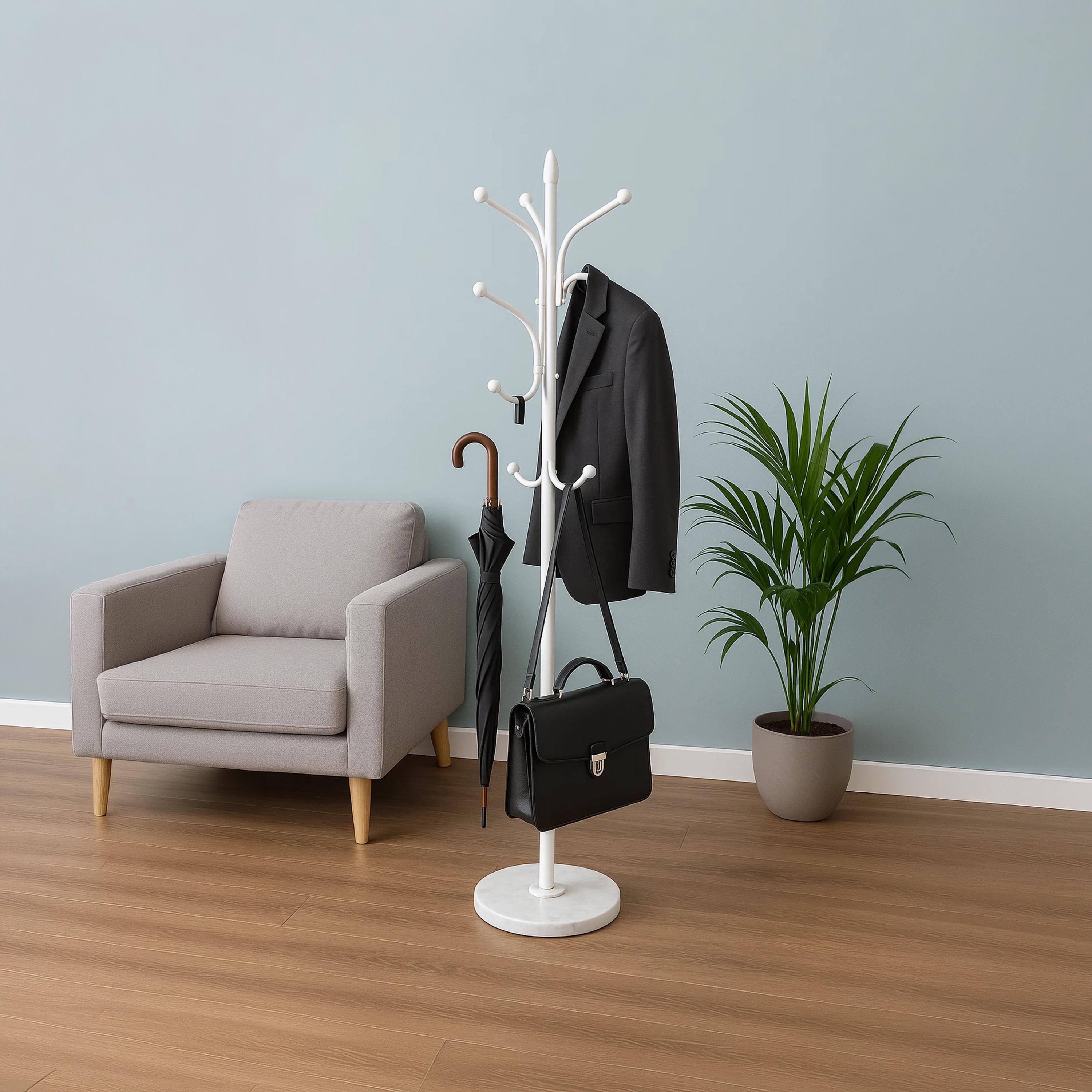Maria Homes Modern Metal Coat Rack with Curved Arms & Marble-Look Base-household-storage-storagesolutions-tallhangers-image-2