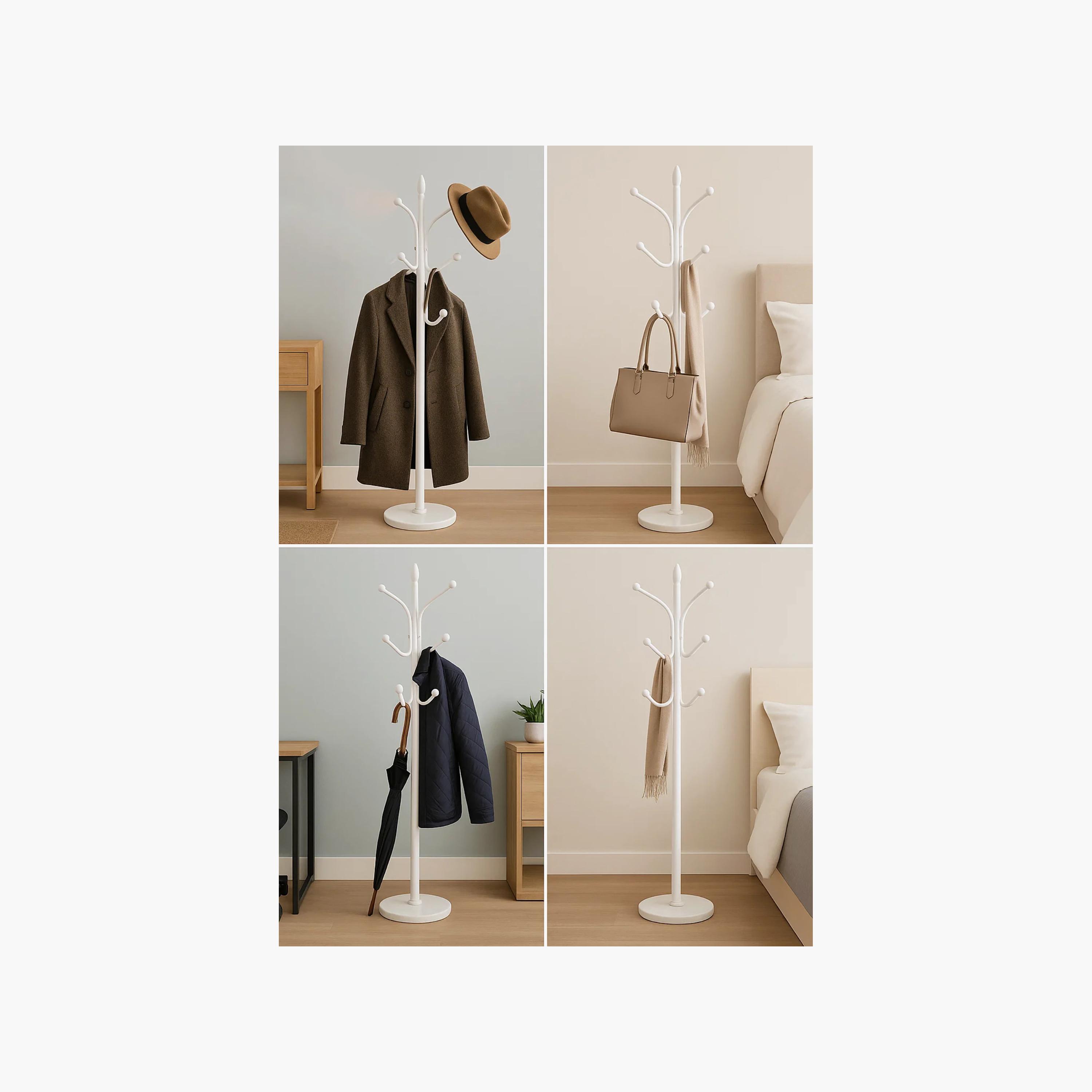 Maria Homes Modern Metal Coat Rack with Curved Arms & Marble-Look Base-household-storage-storagesolutions-tallhangers-image-4