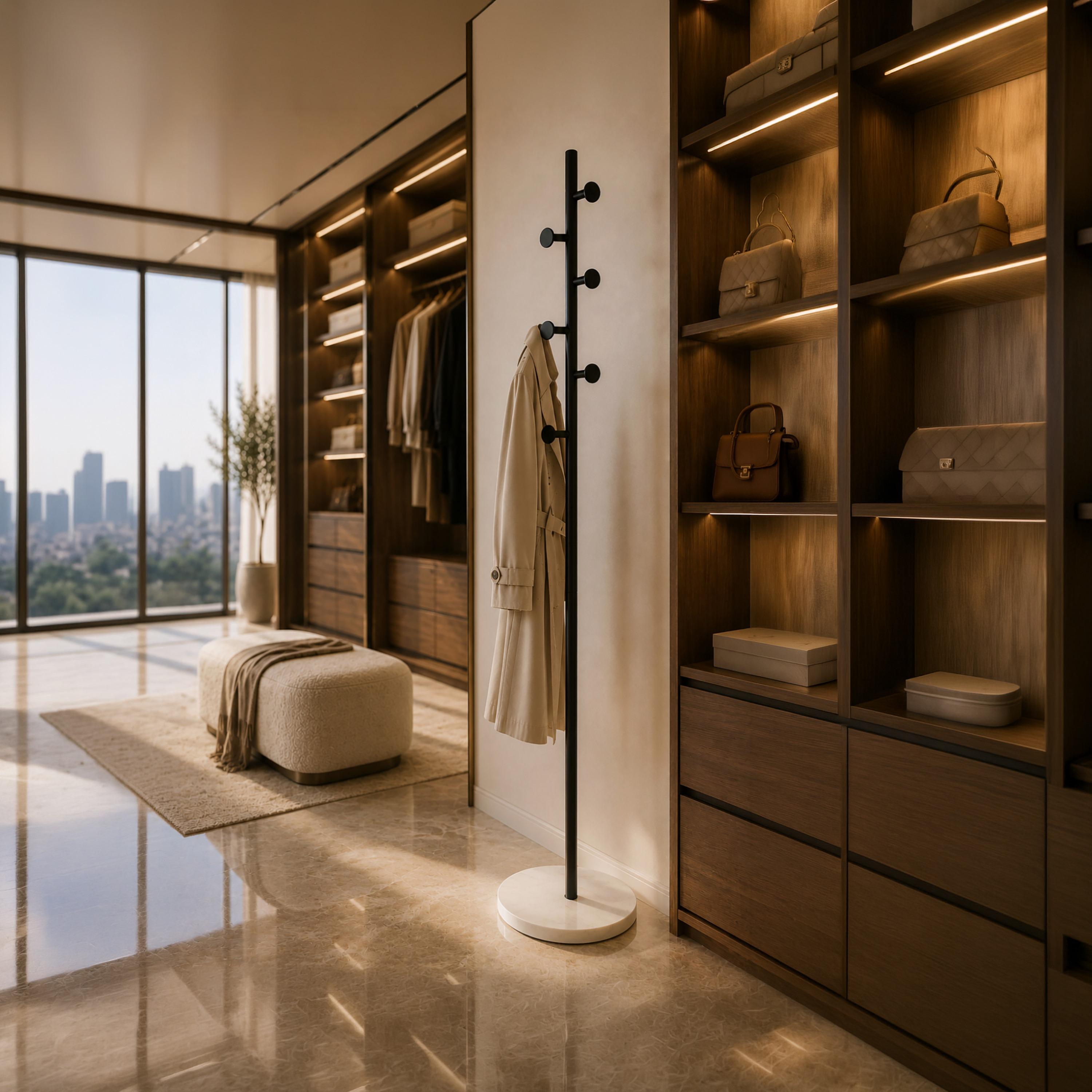 علاقة معاطف عصرية بخطافات دائرية وقاعدة رخامية من ماريا هومز-household-storage-storagesolutions-tallhangers-image-3