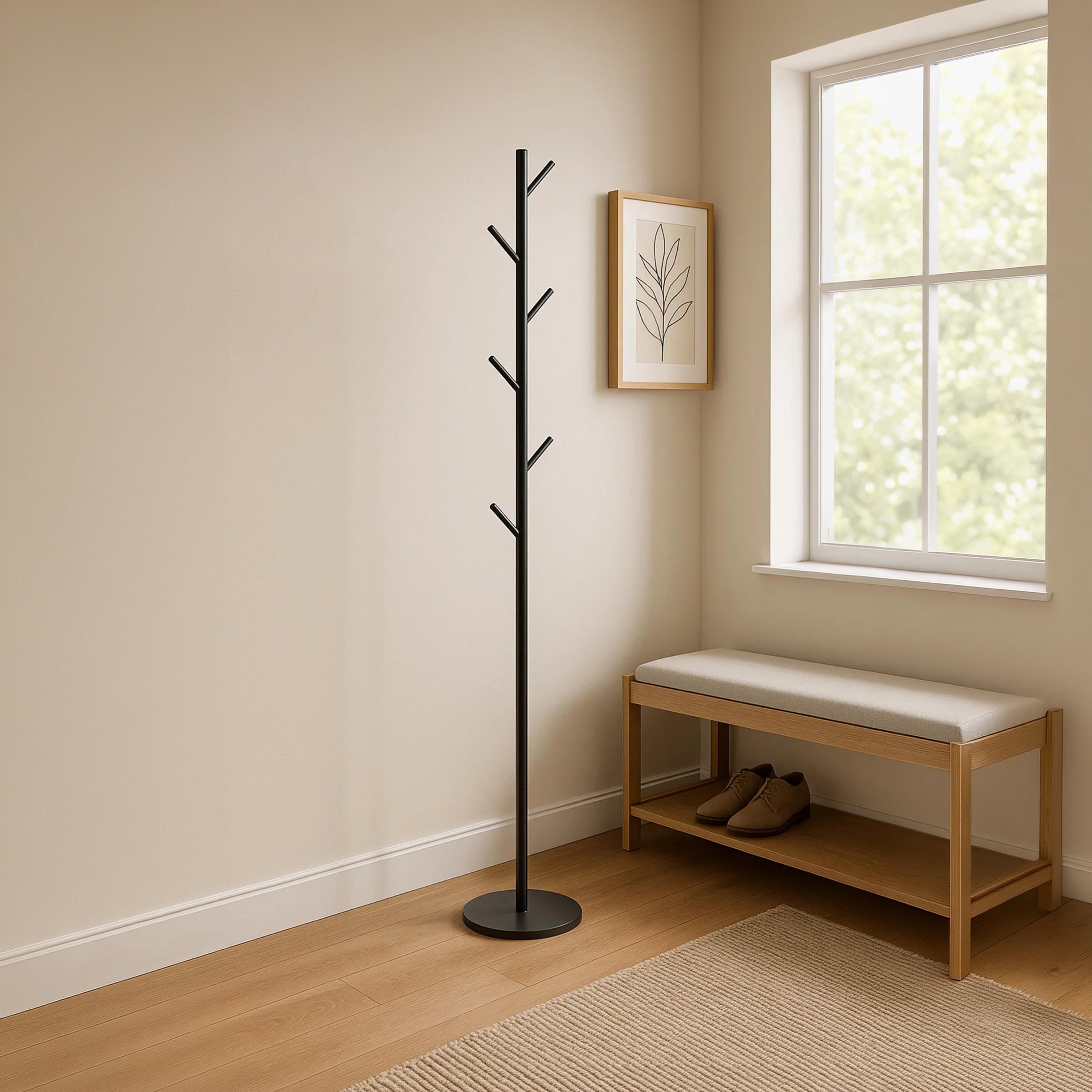 Maria Homes Minimalist Metal Coat Rack with Concrete Base & Hooks-household-storage-storagesolutions-tallhangers-image-1