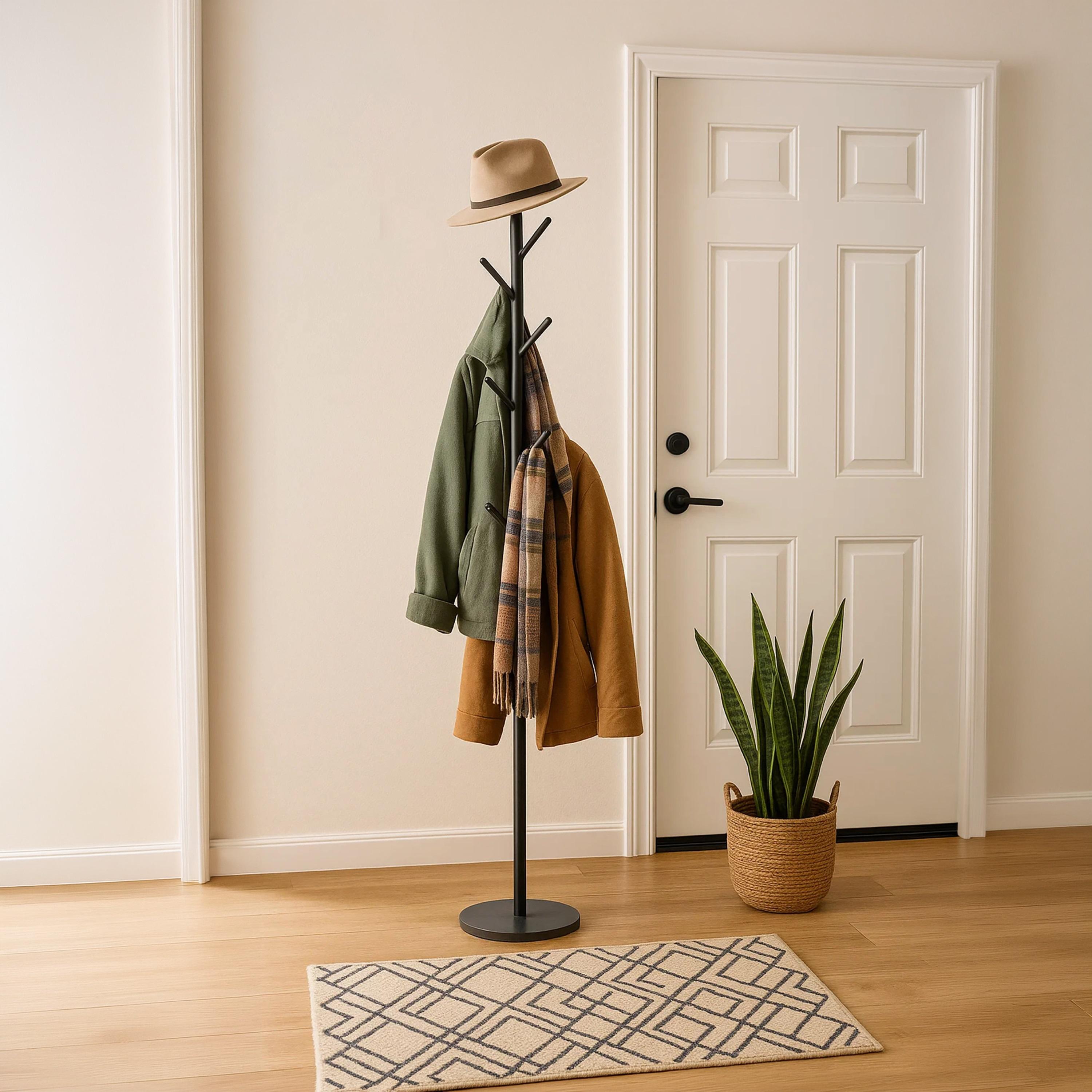 Maria Homes Minimalist Metal Coat Rack with Concrete Base & Hooks-household-storage-storagesolutions-tallhangers-image-2