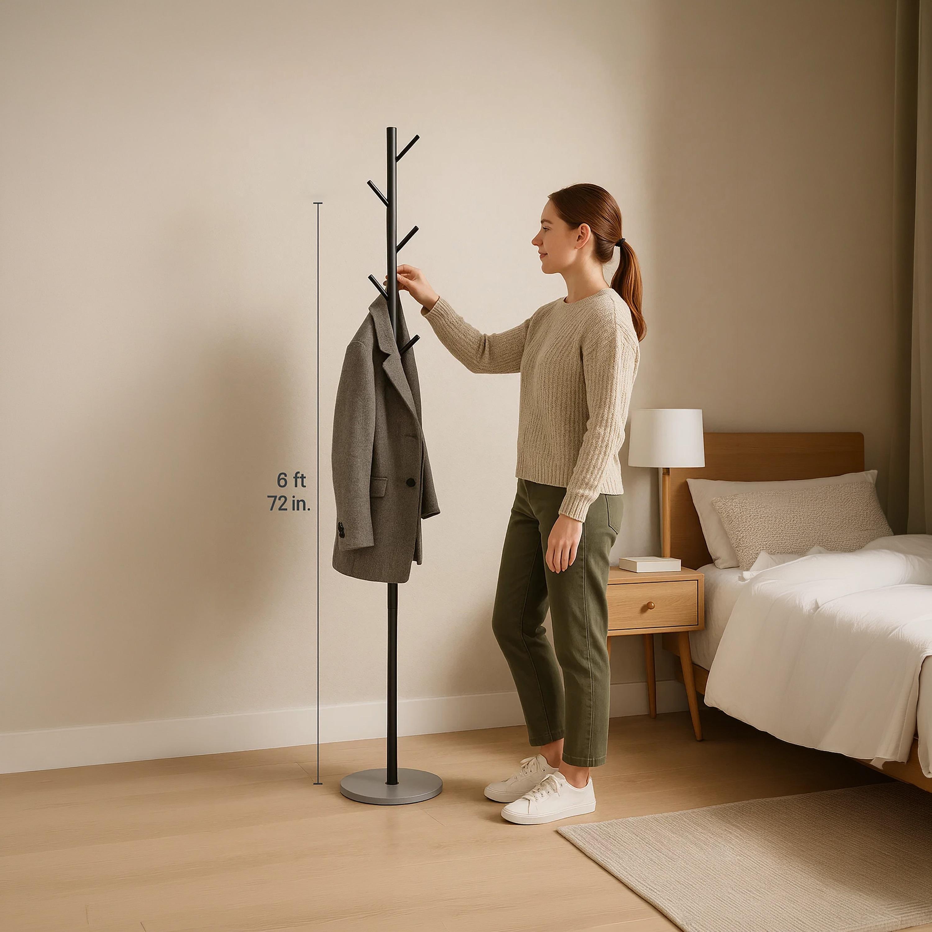 Maria Homes Minimalist Metal Coat Rack with Concrete Base & Hooks-household-storage-storagesolutions-tallhangers-image-5