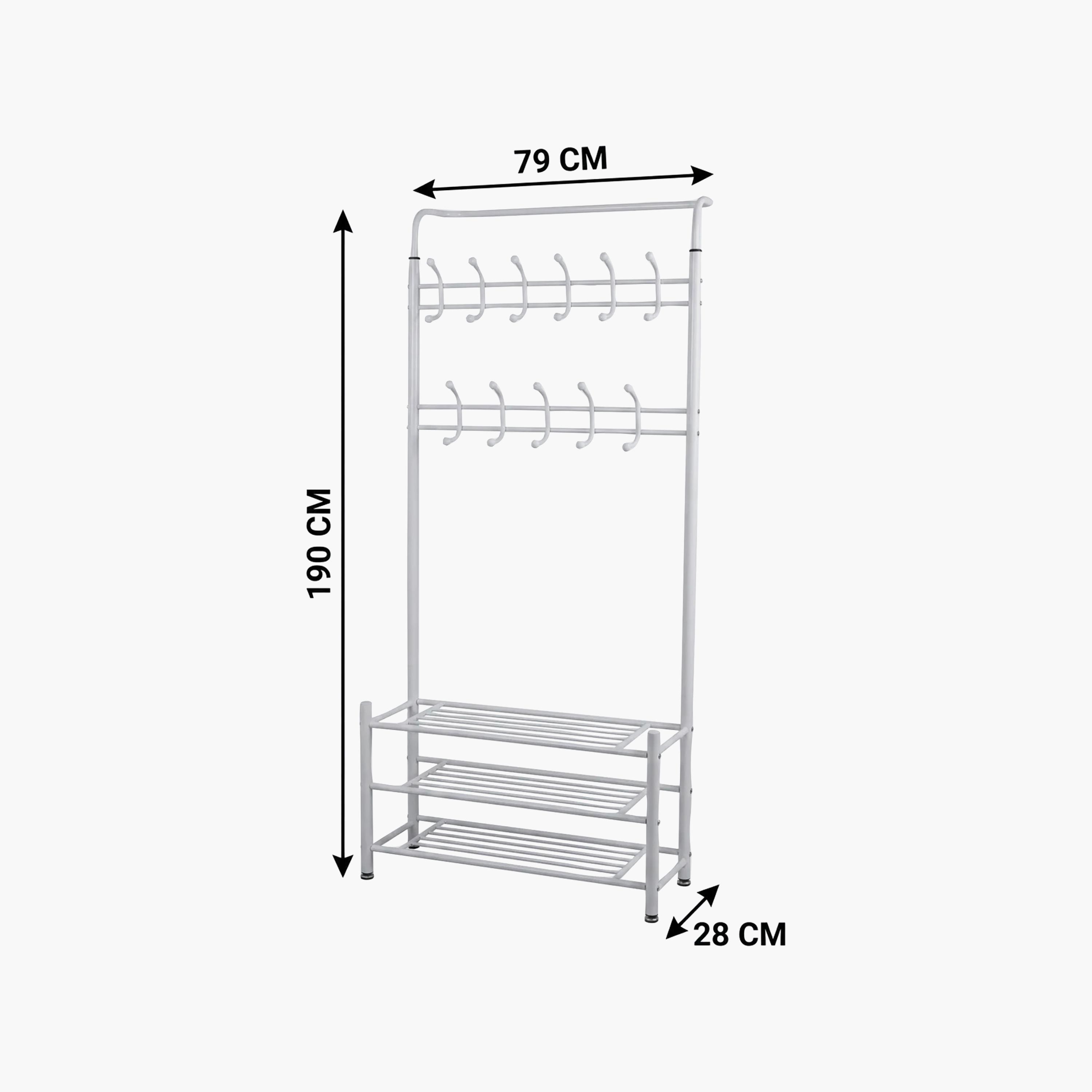 شماعة ملابس قائمة بذاتها مع خطافات تعليق و3 أرفف تخزين من ماريا هومز-household-storage-storagesolutions-storageracks-image-5