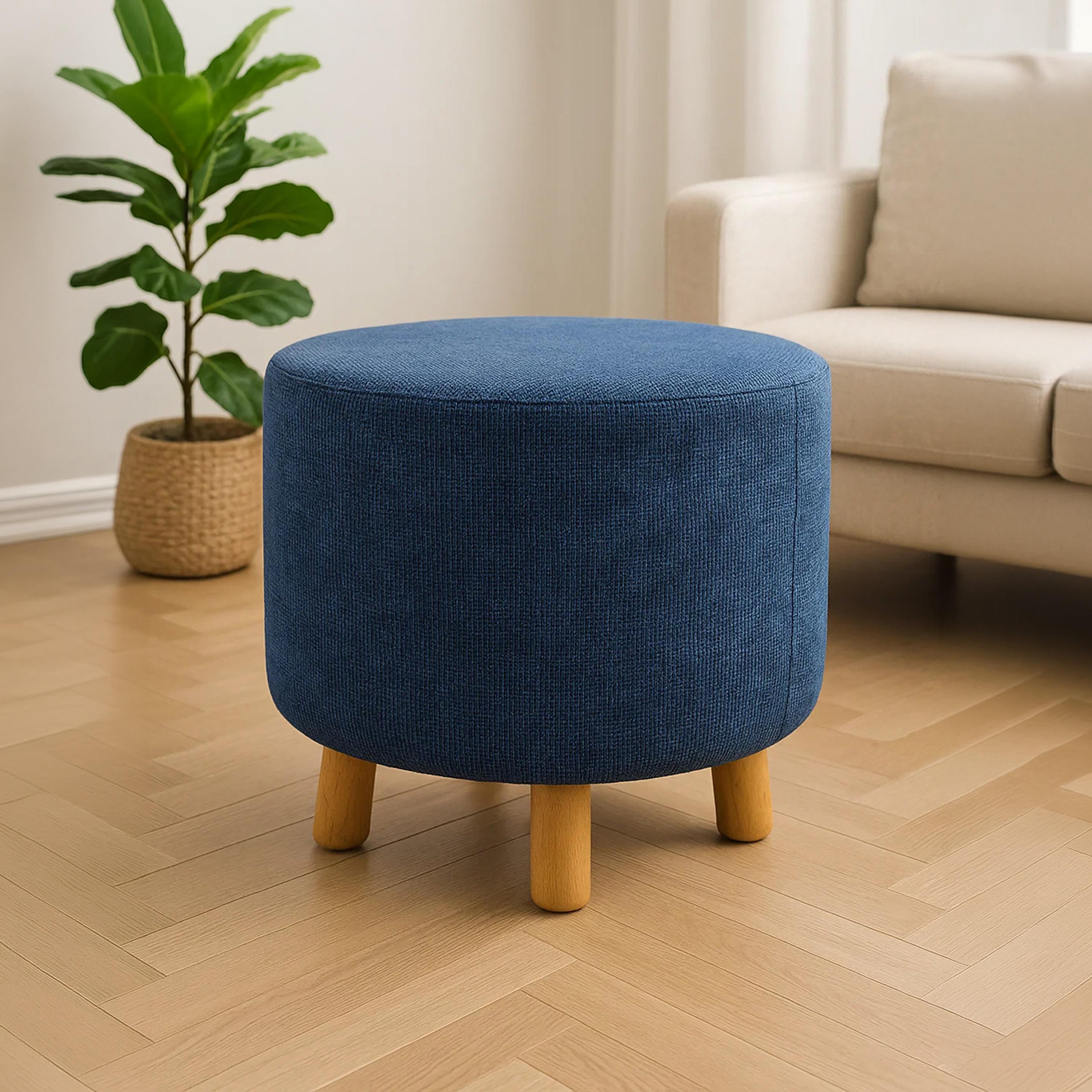 أوتومان أزرق بدون ذراعين من ماريا هومز-furniture-sofaandseating-ottomansbeanbagsandpoufs-image-1