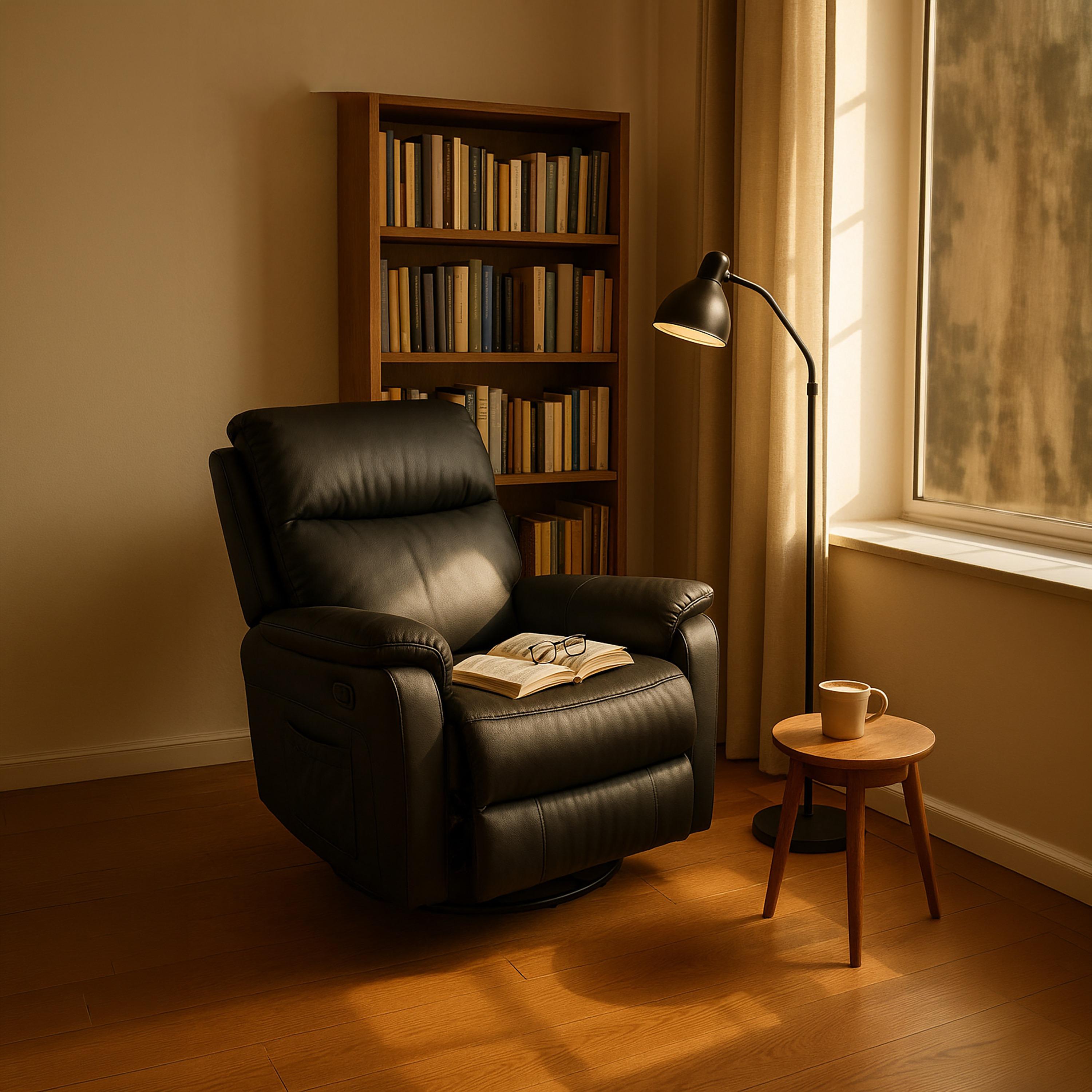مقعد بذراعين مبطنتين باللون الأسود من ماريا هومز-furniture-sofaandseating-recliners-image-3