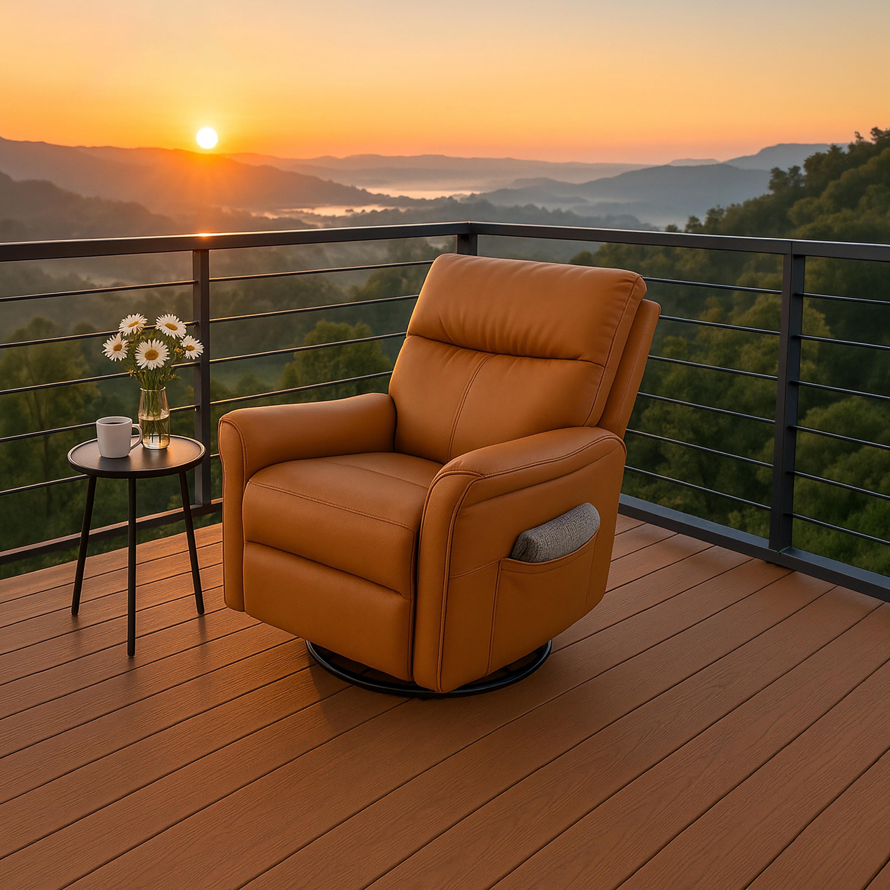 كرسي استرخاء بذراعين مبطنة بني من ماريا هومز-furniture-sofaandseating-recliners-image-1