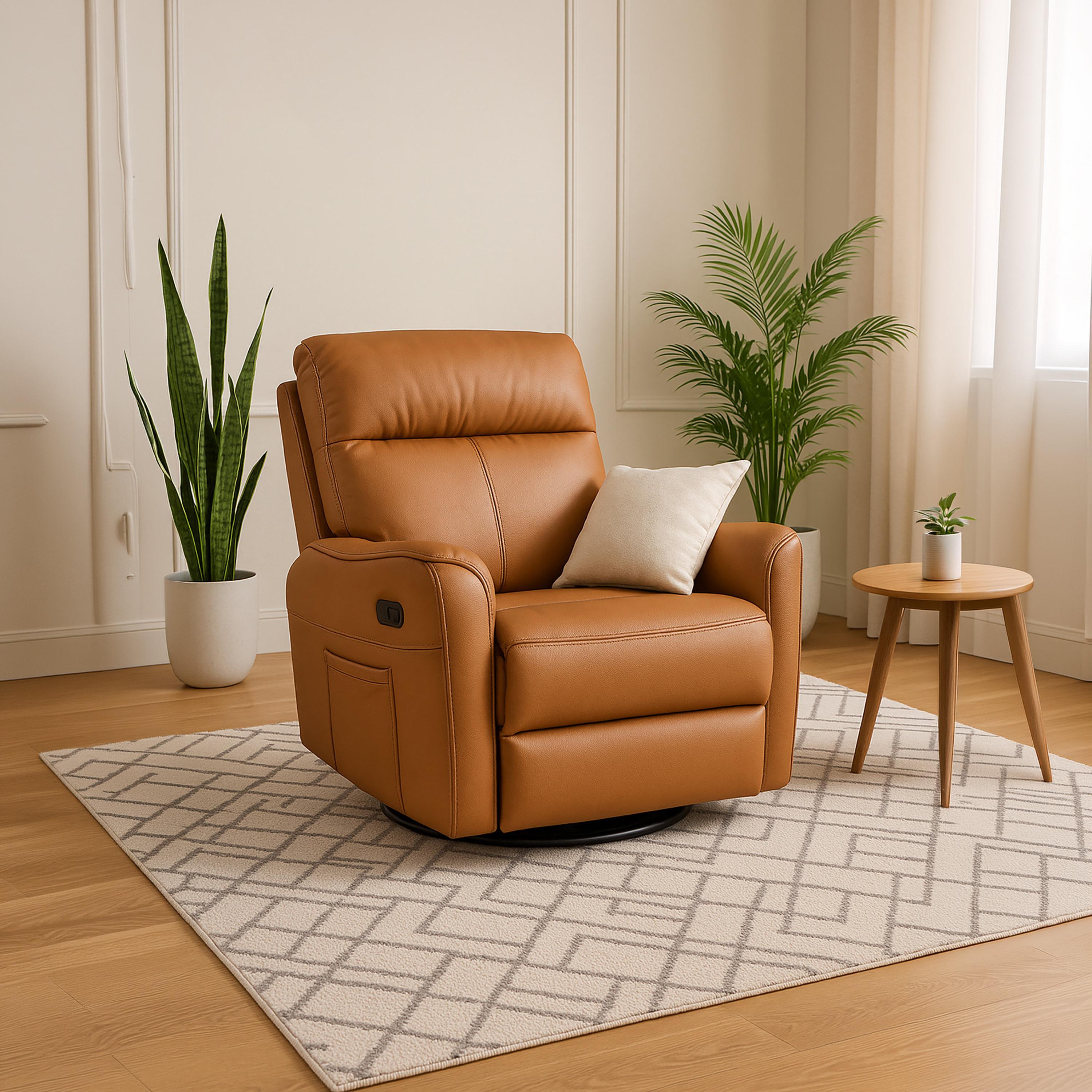 كرسي استرخاء بذراعين مبطنة بني من ماريا هومز-furniture-sofaandseating-recliners-image-2