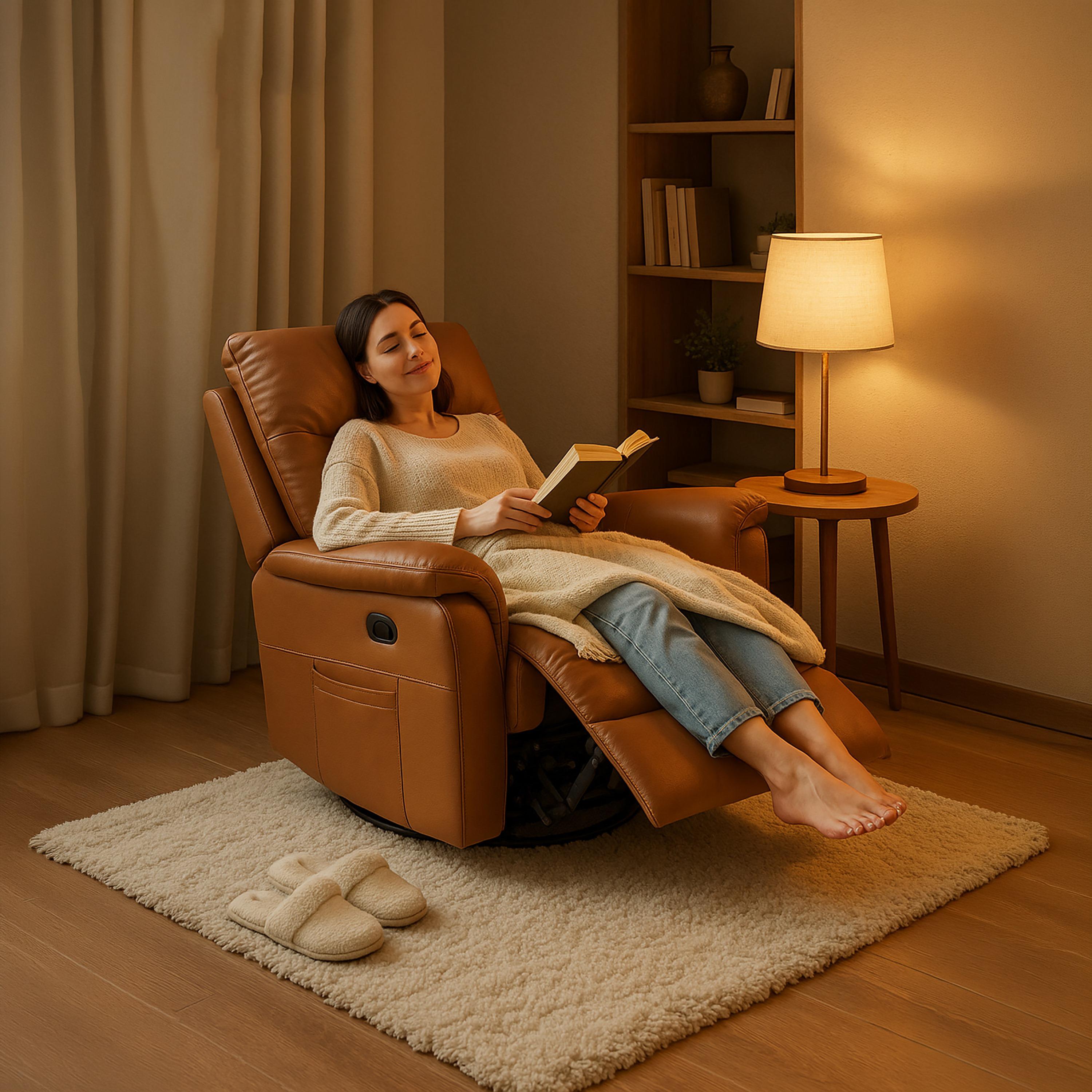 كرسي استرخاء بذراعين مبطنة بني من ماريا هومز-furniture-sofaandseating-recliners-image-5