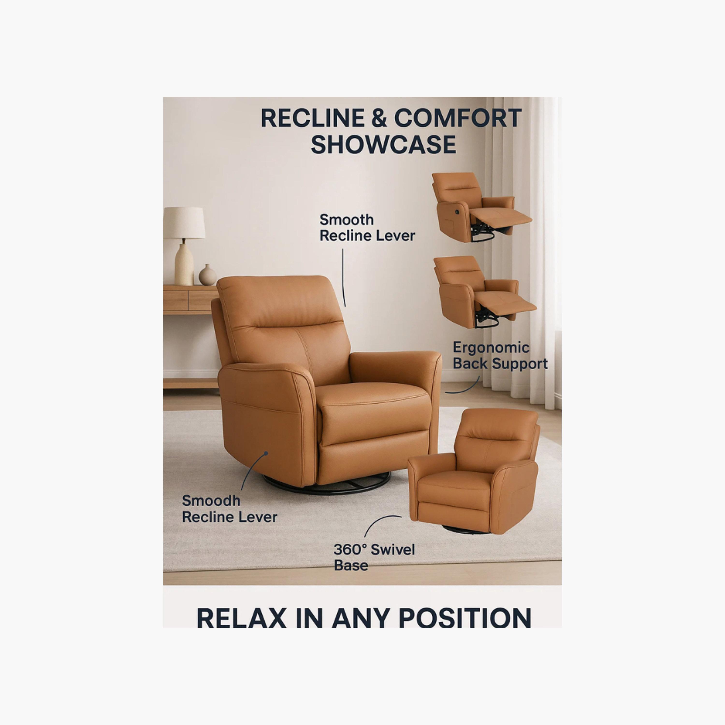 كرسي استرخاء بذراعين مبطنة بني من ماريا هومز-furniture-sofaandseating-recliners-image-6