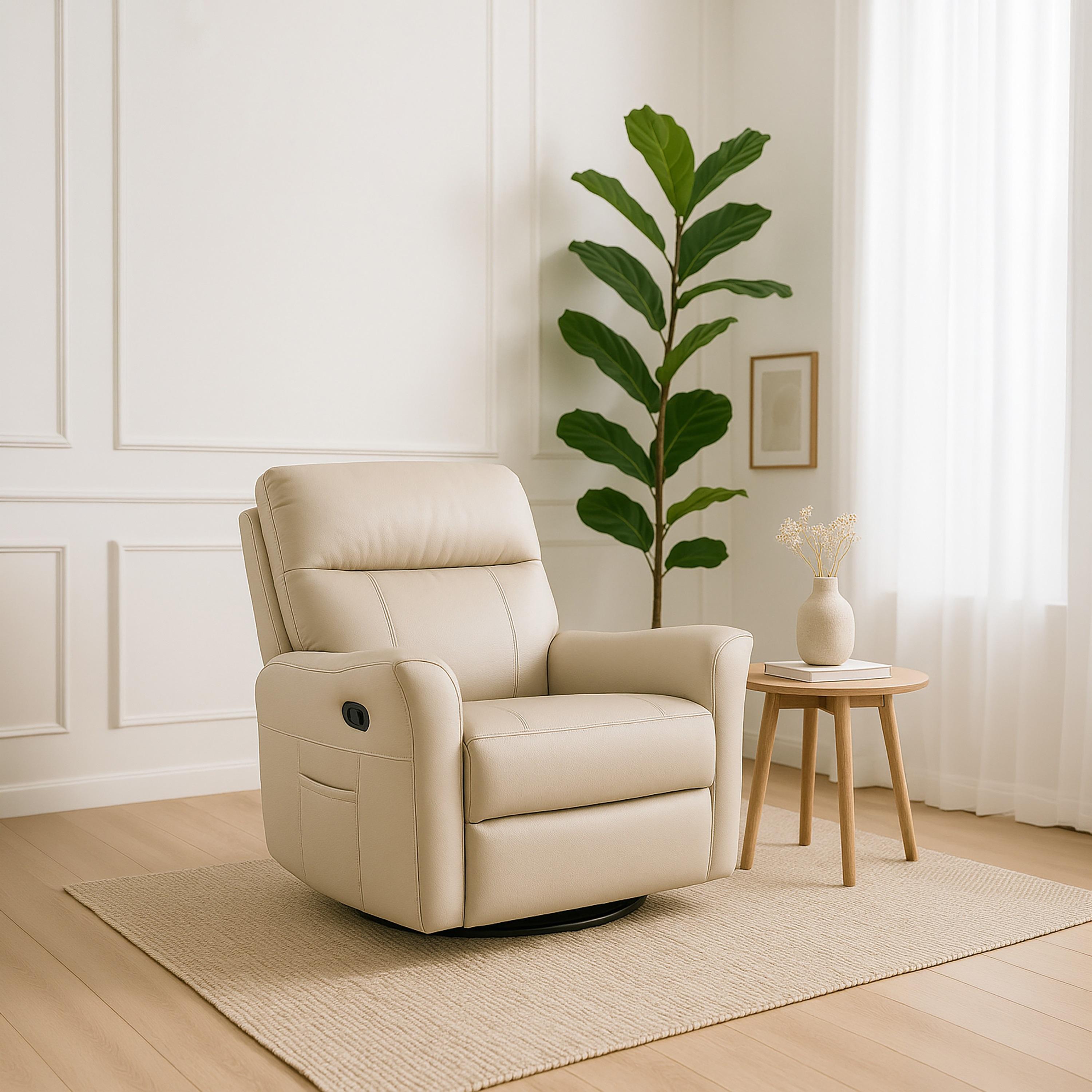 مقعد خشبي بمساند بيج من ماريا هومز-furniture-sofaandseating-recliners-image-2
