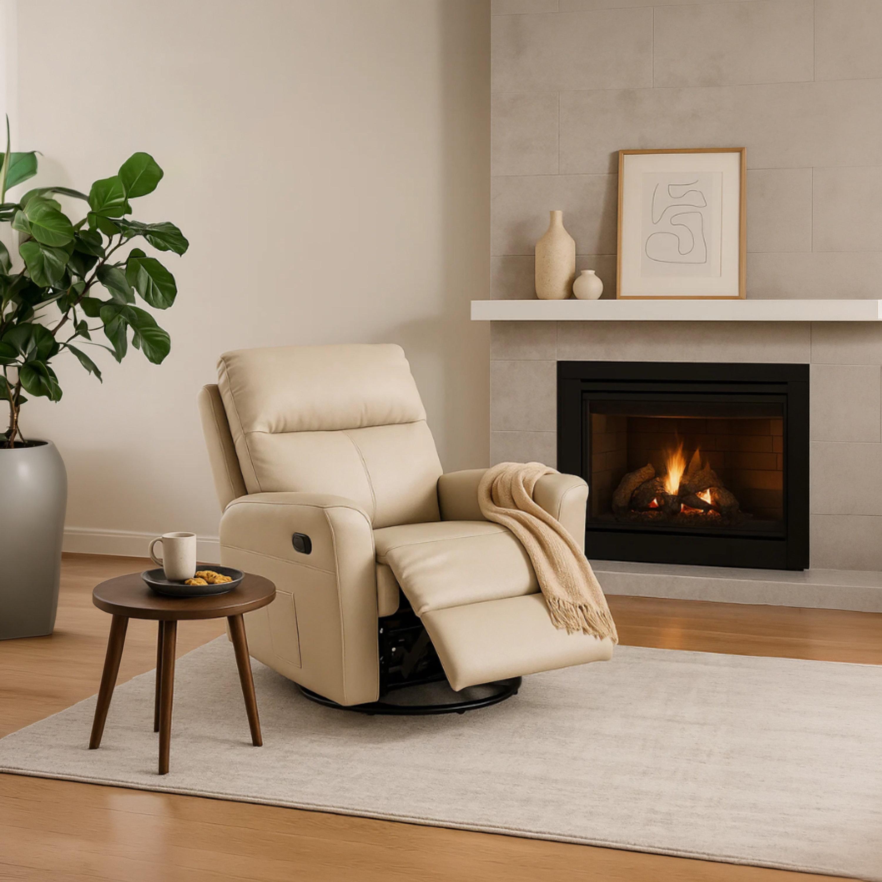مقعد خشبي بمساند بيج من ماريا هومز-furniture-sofaandseating-recliners-image-3