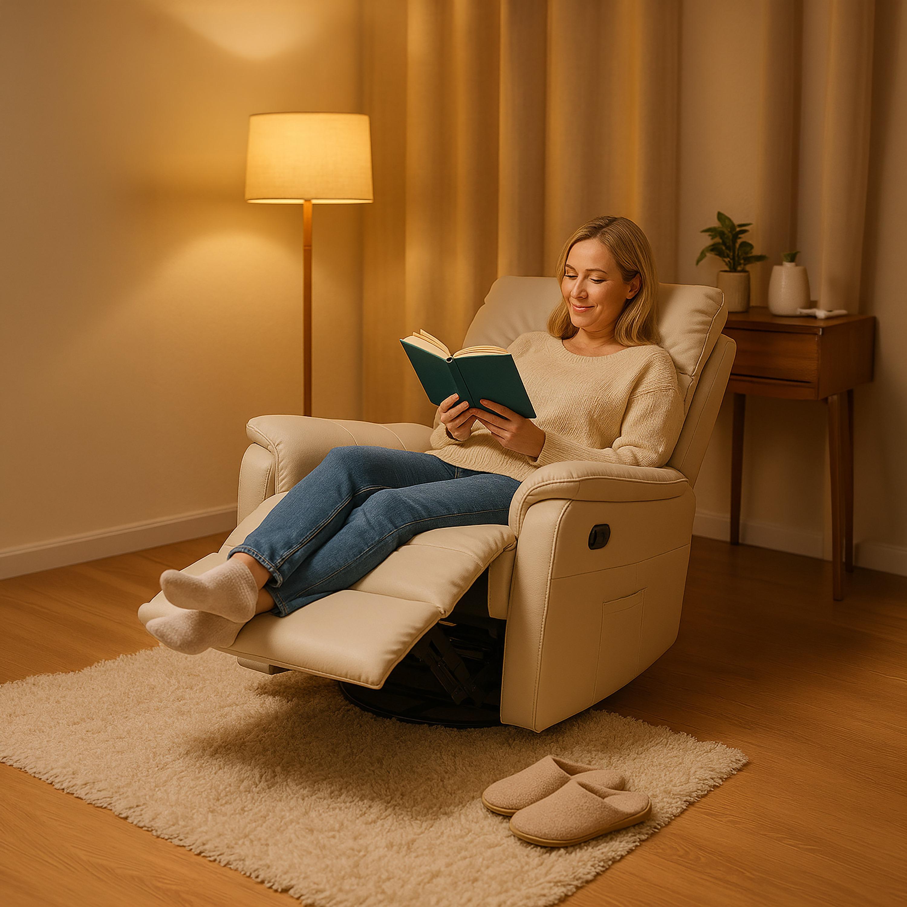 مقعد خشبي بمساند بيج من ماريا هومز-furniture-sofaandseating-recliners-image-4